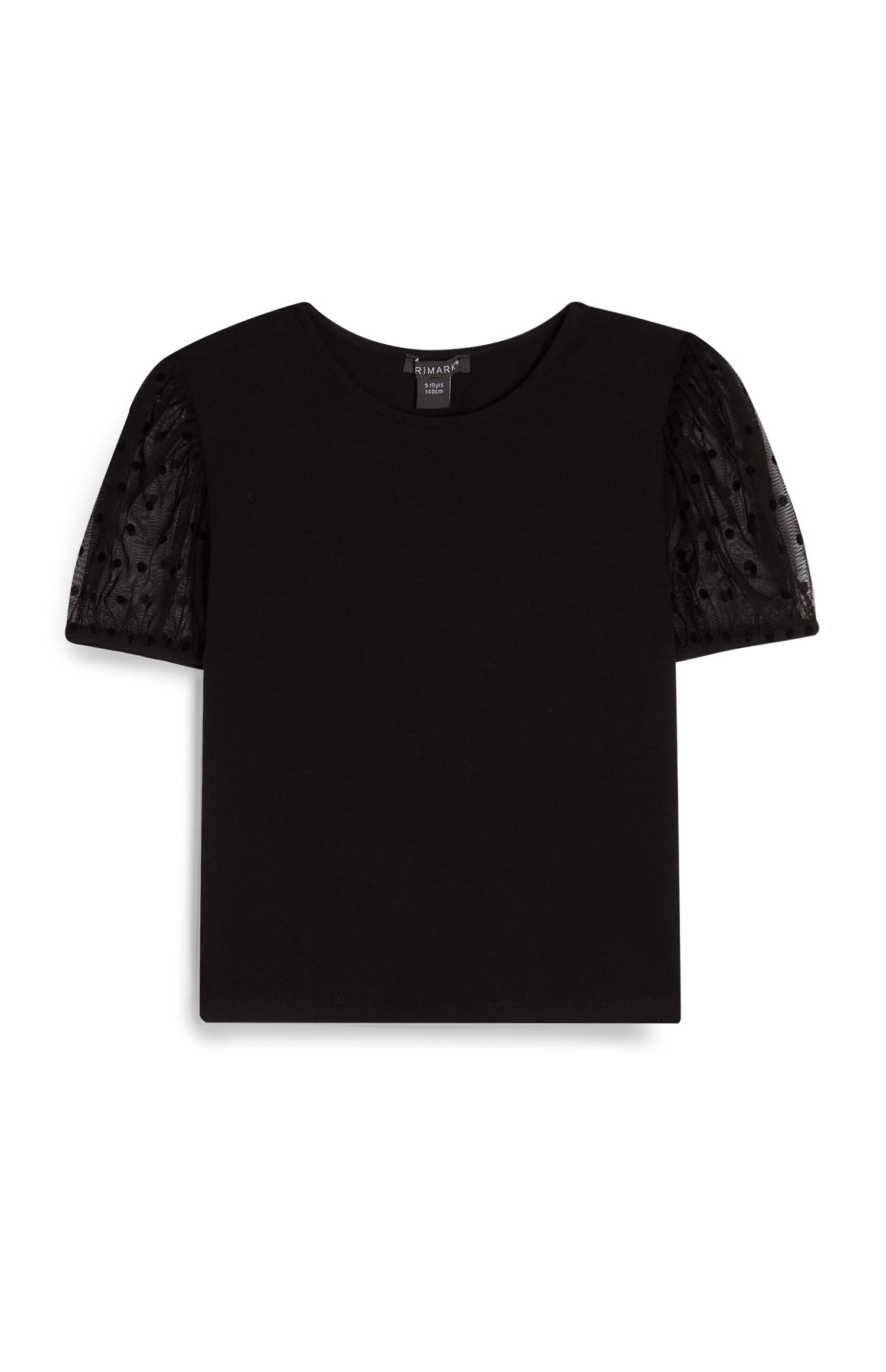 T-shirt bolinhas rapariga preto