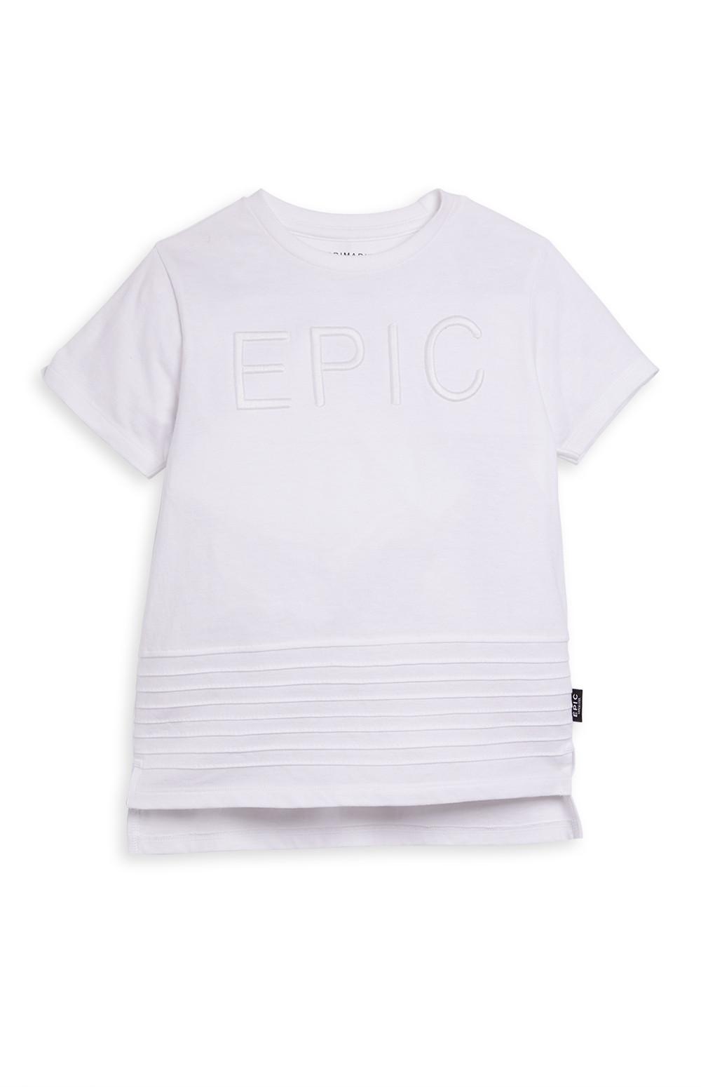 T-shirt slogan Epic relevo menino branco