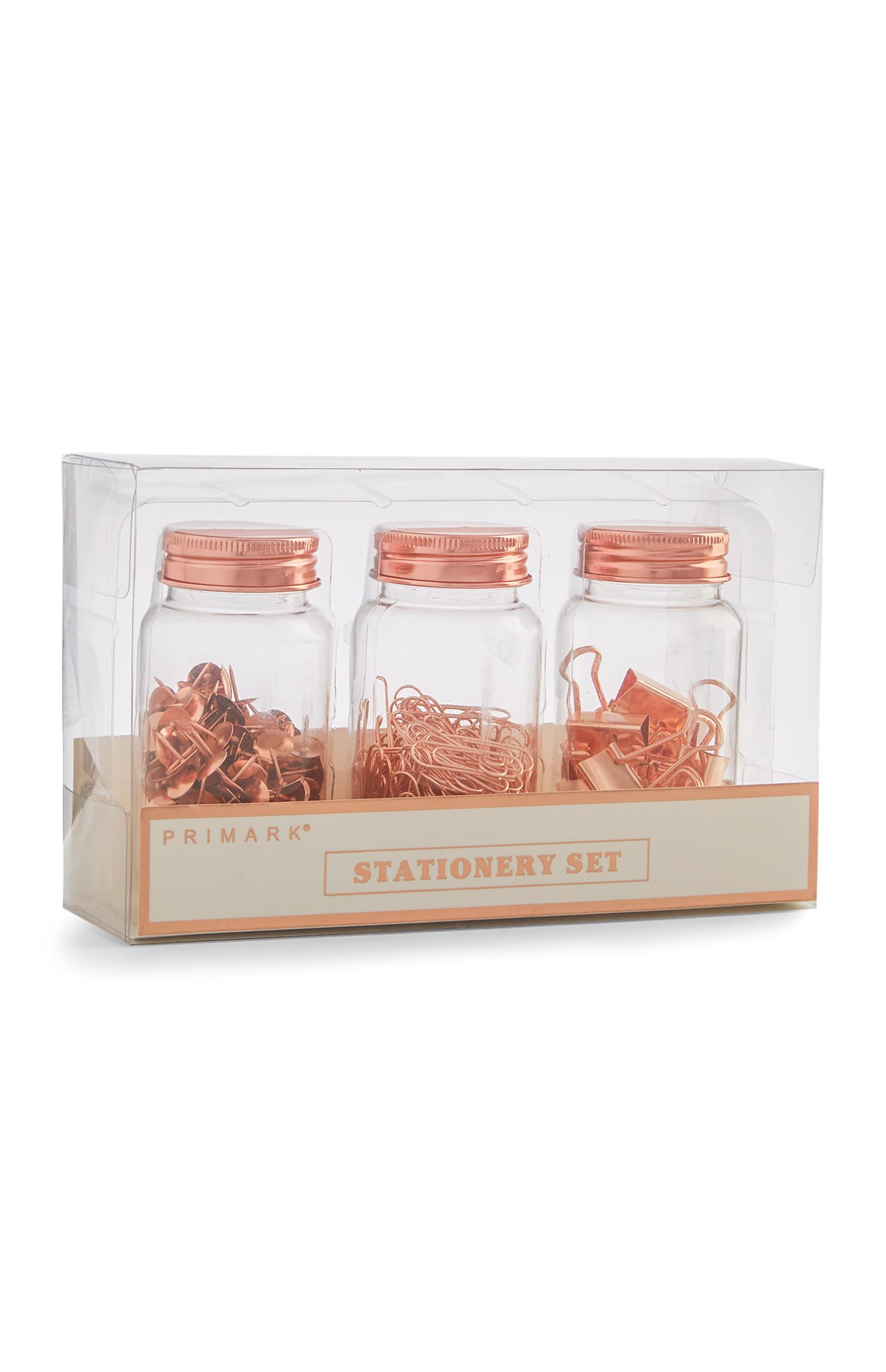 Komplet pisarniških potrebščin v barvi rdečega zlata, 3 kosi