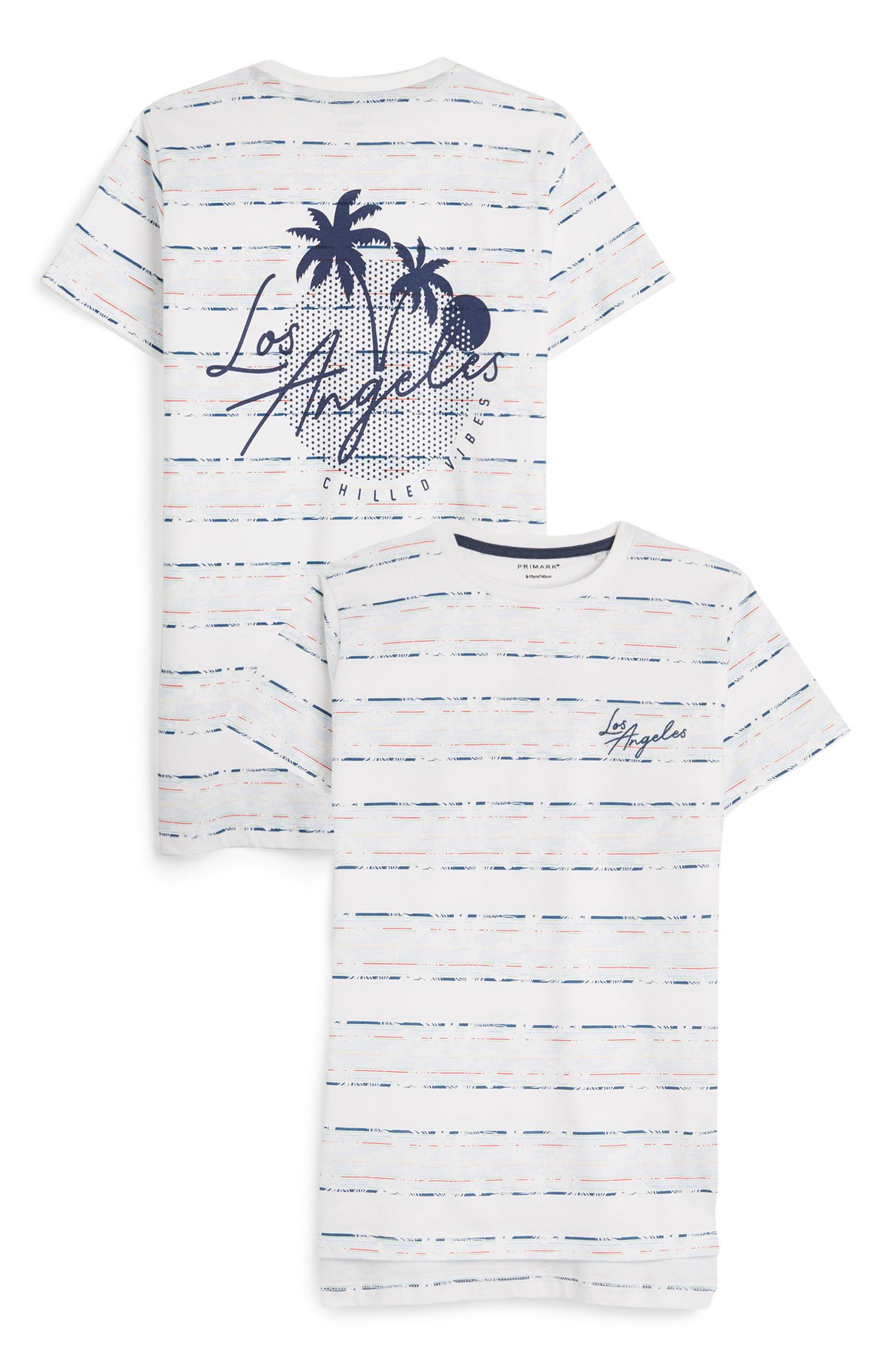 T-shirt LA riscas rapaz branco