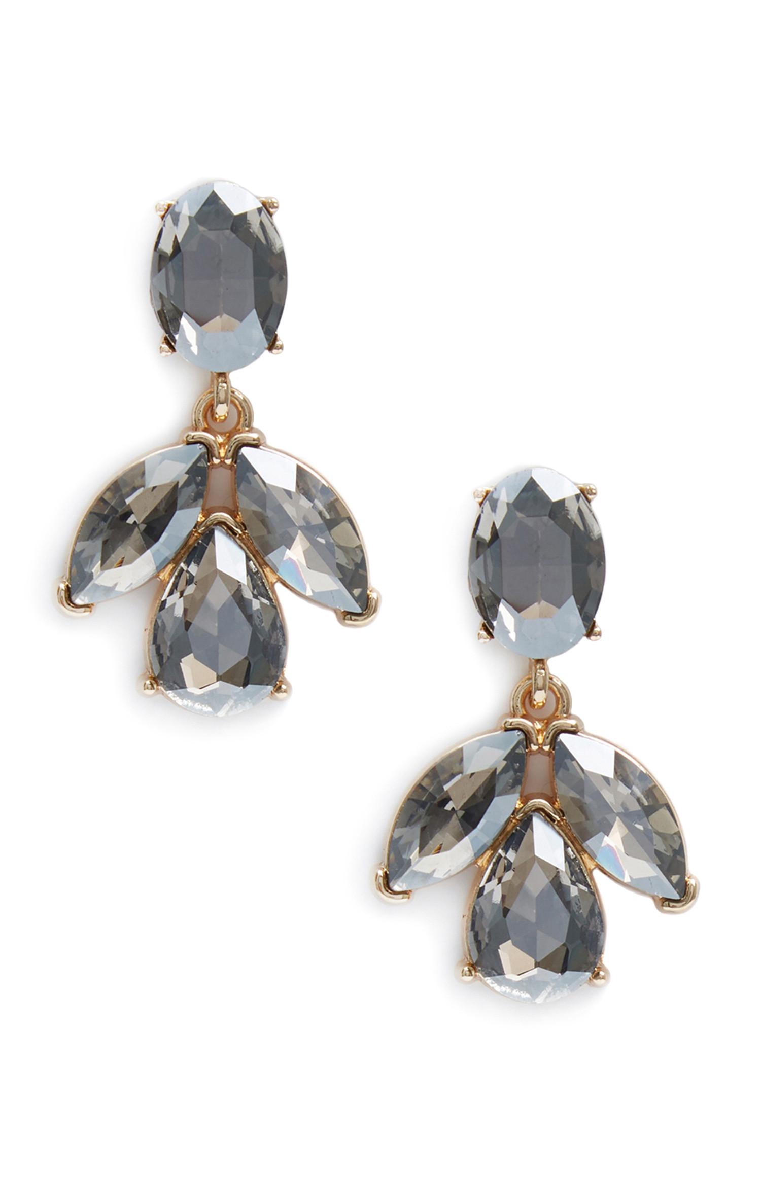 Brincos pendentes folhas pedra preto