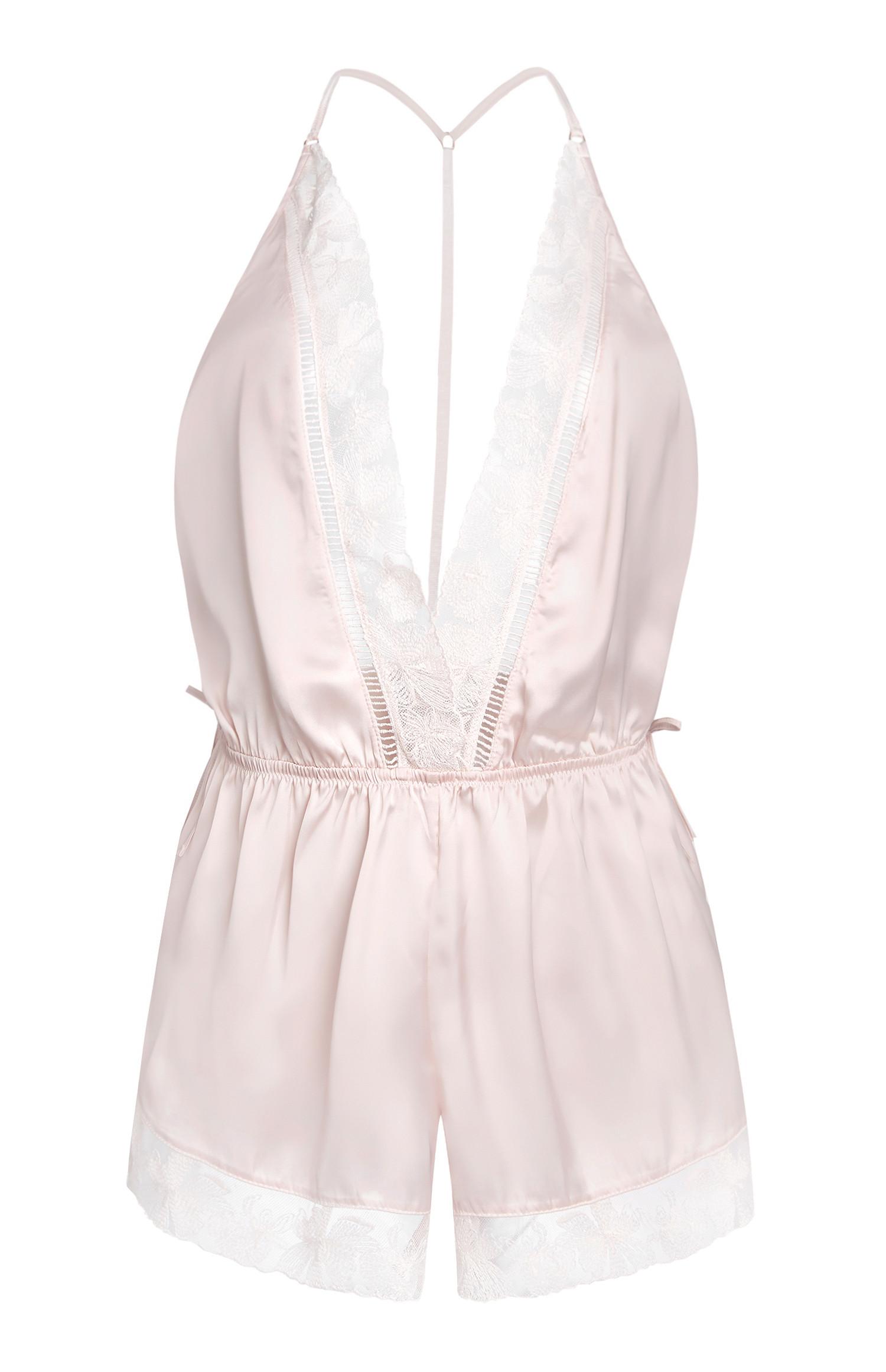 Combi-short rose poudré fluide en satin