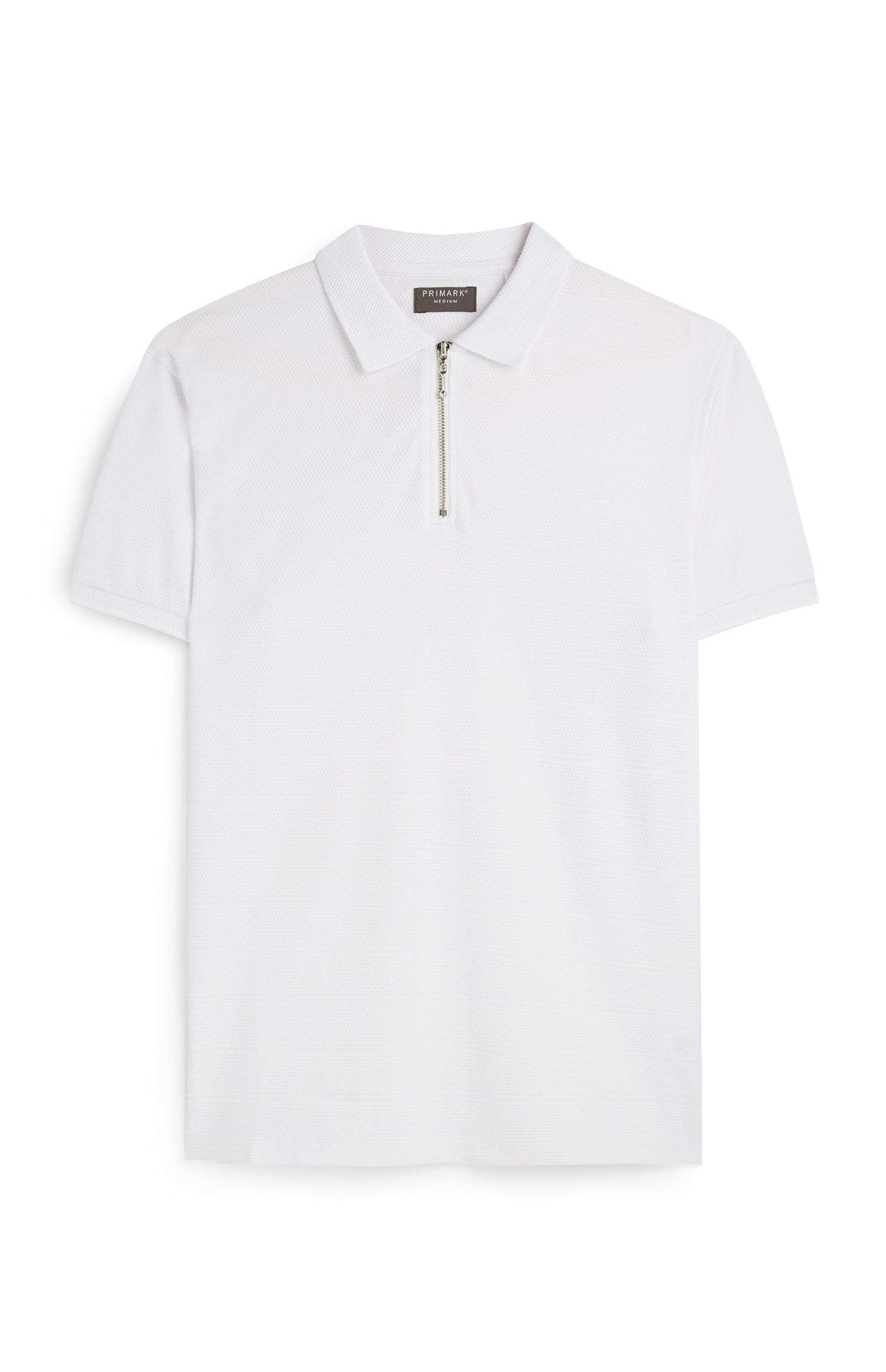 Polo zippé blanc en jersey