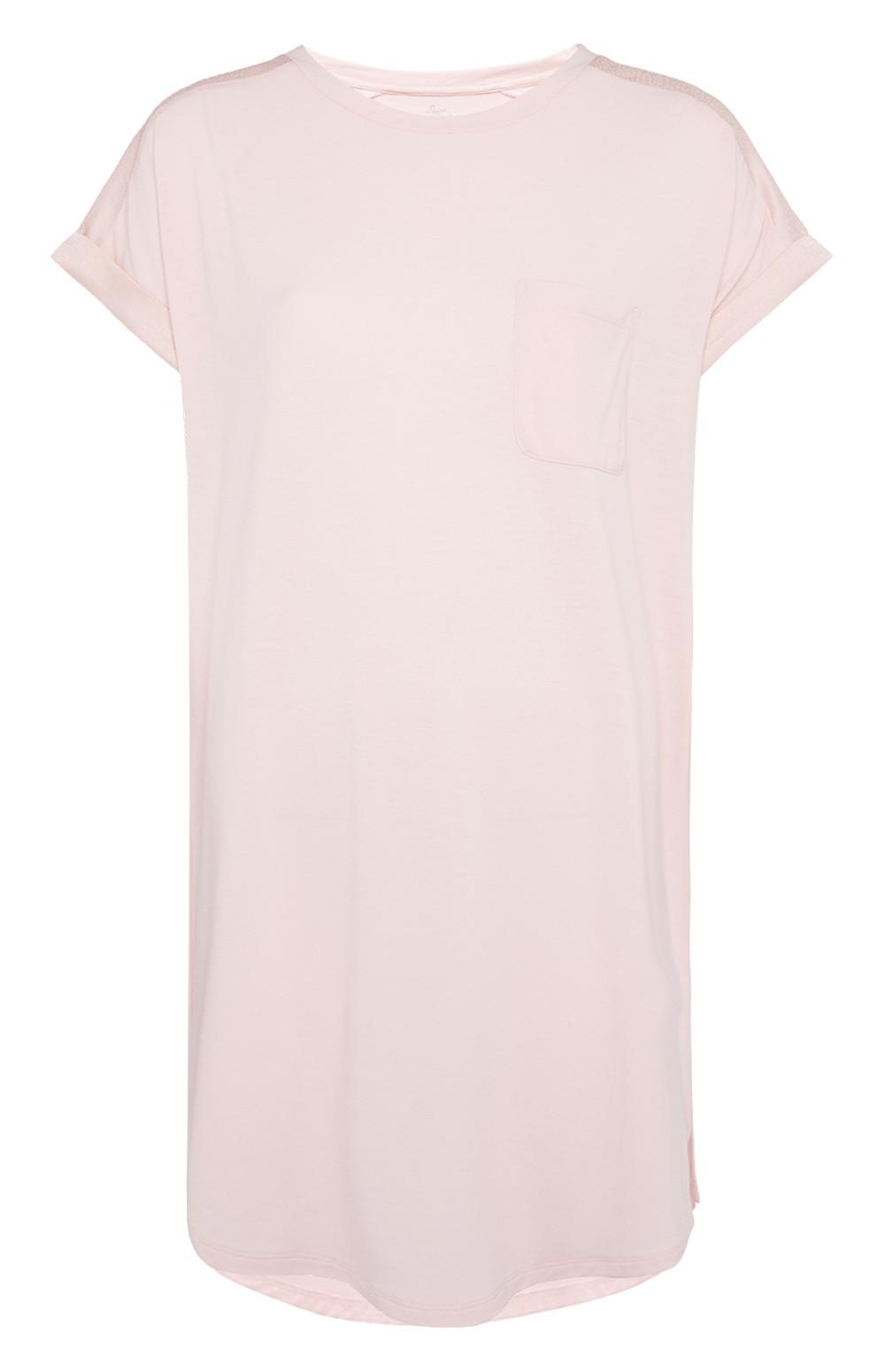 T-shirt comprida bolso à frente rosa