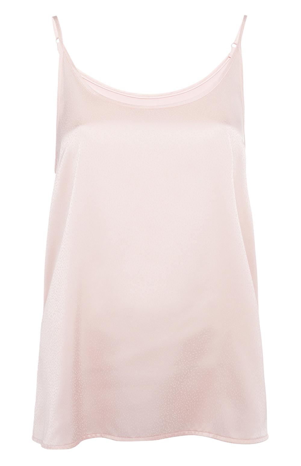 Top metade cetim rosa-claro