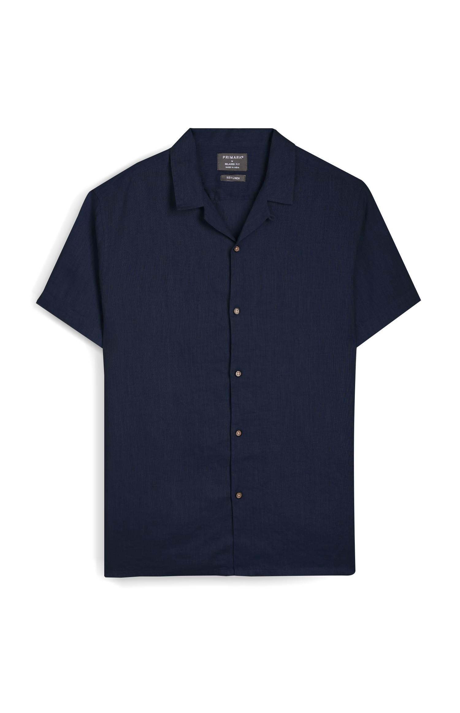 Camisa manga curta corte descontraído azul-marinho