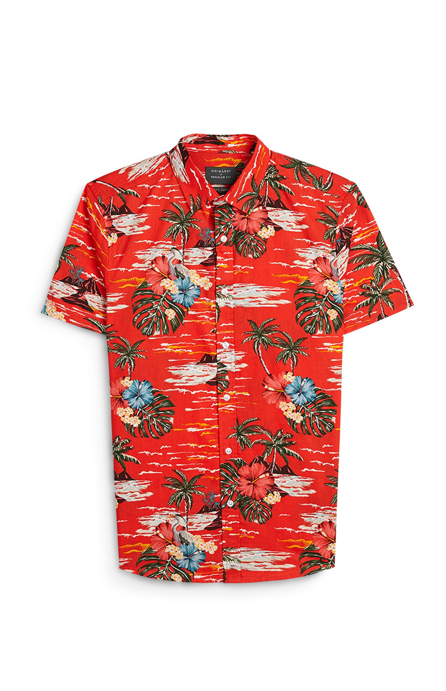 Chemise rouge à imprimé hawaïen