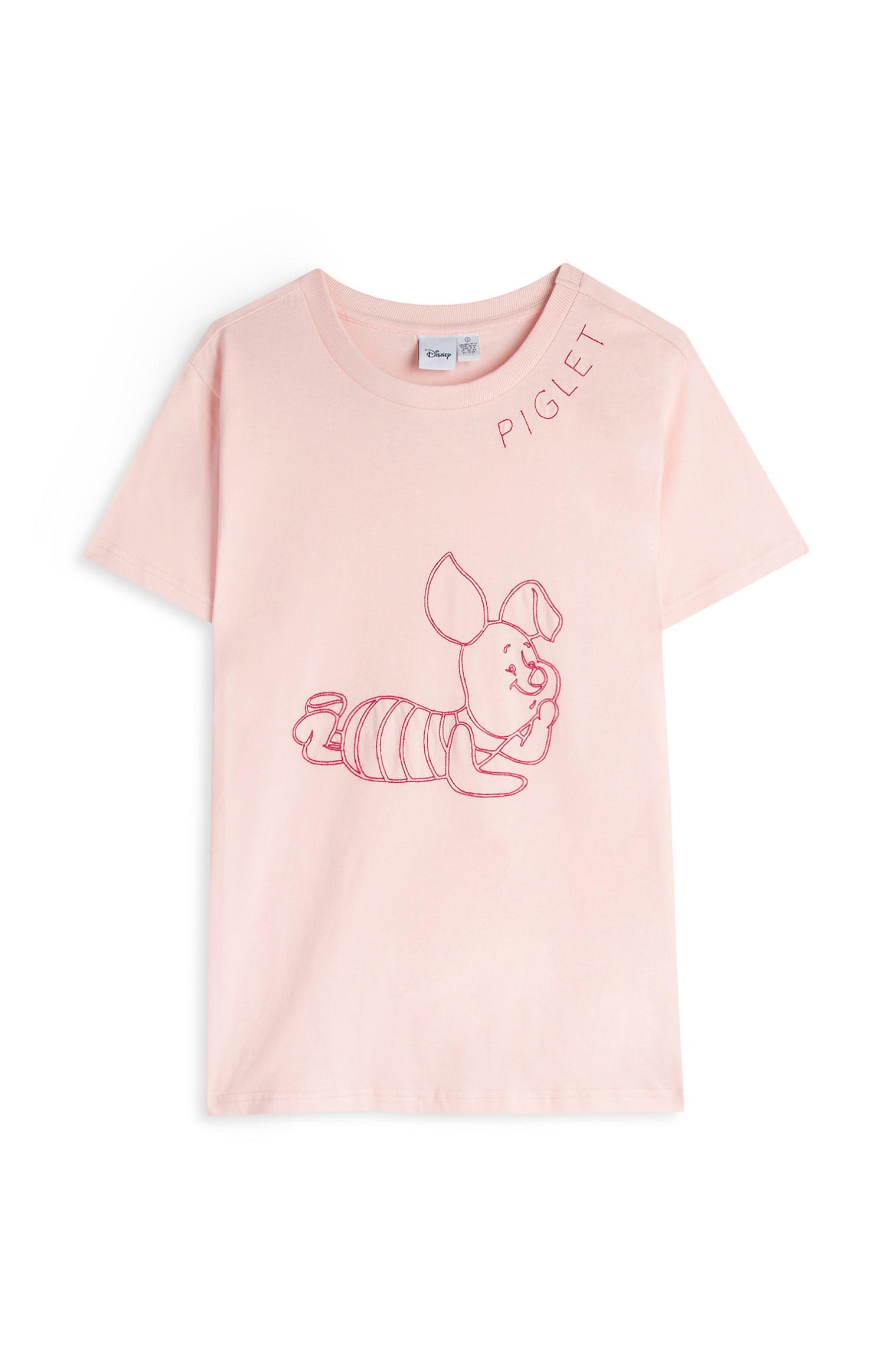 T-shirt pespontos Piglet cor-de-rosa