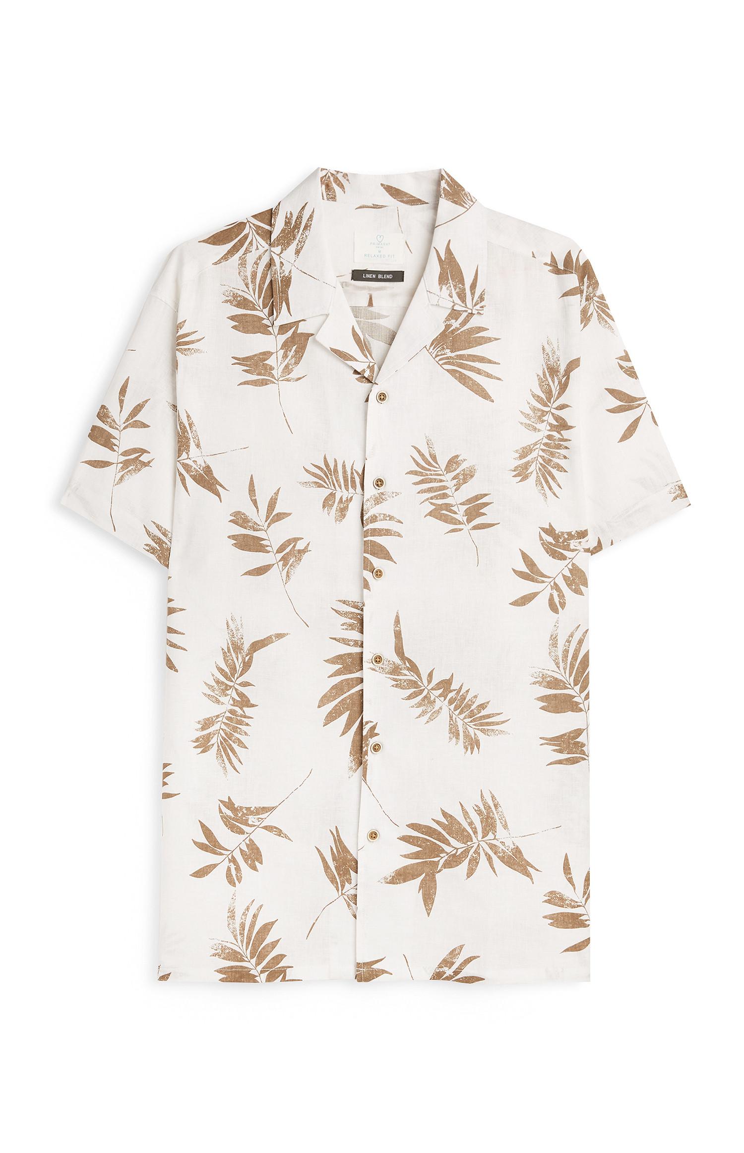 Camisa estampado folhas linho