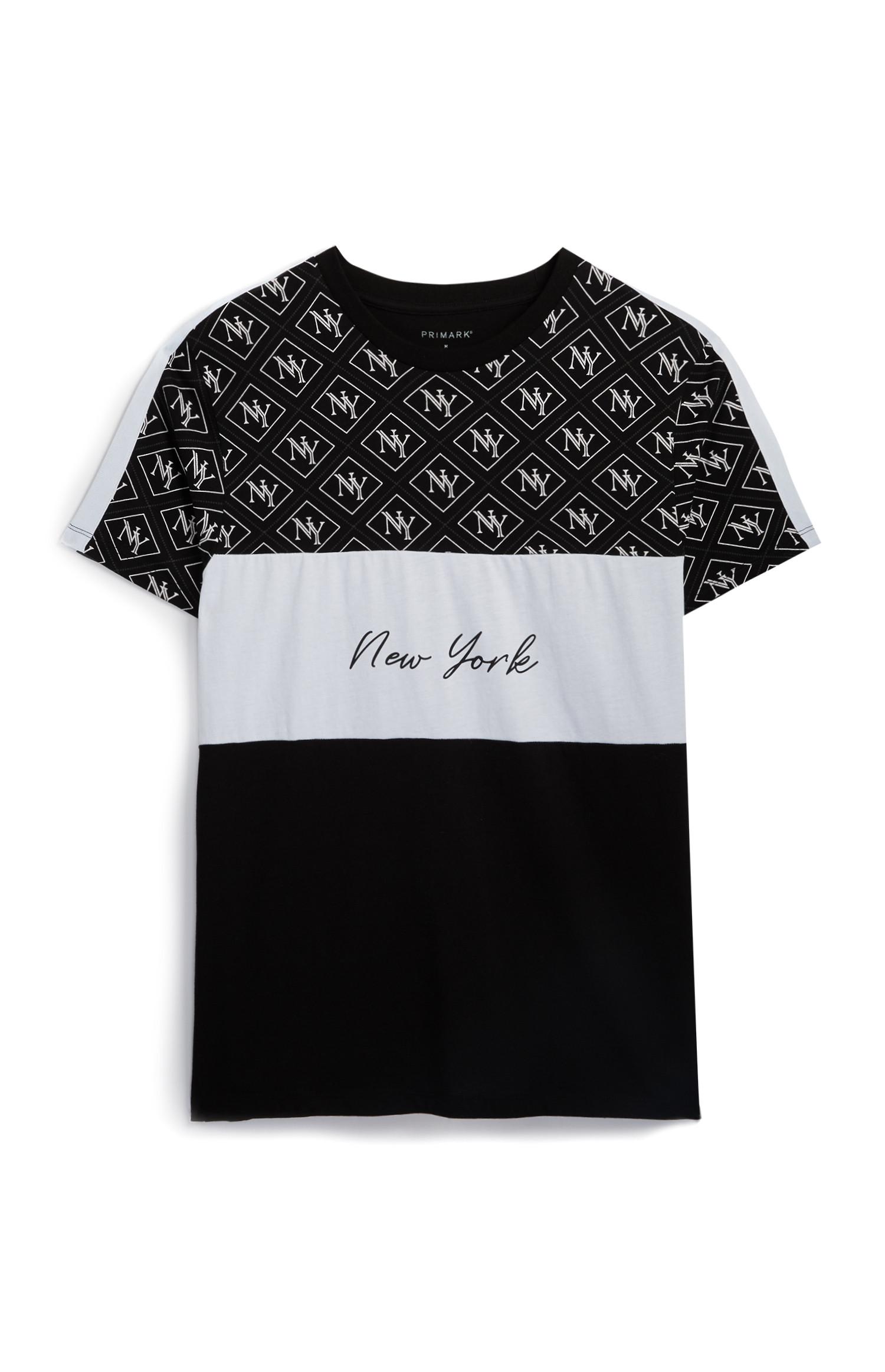 T-shirt bianca e nera con logo New York