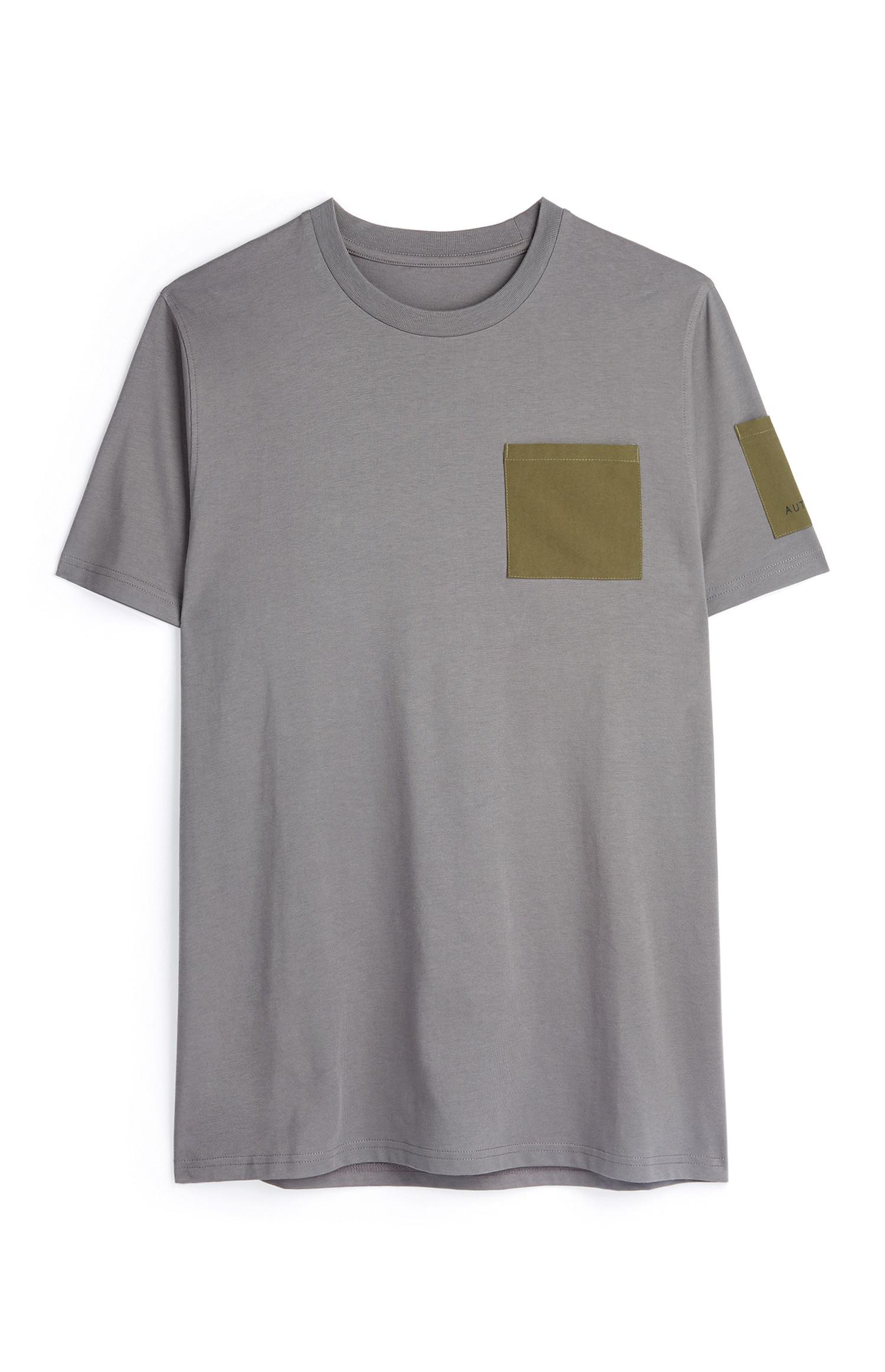 T-shirt antracite e kaki funzionale con taschino