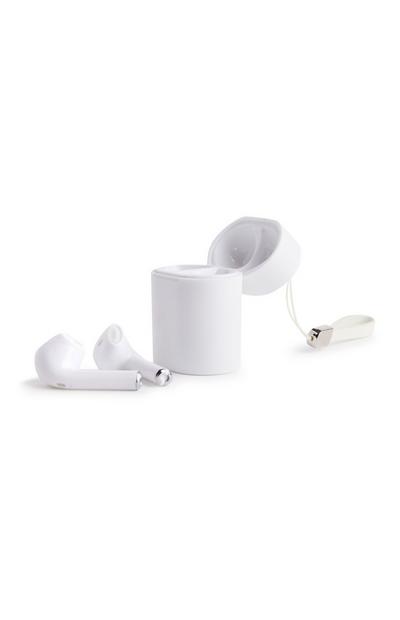 Weiße kabellose Ohrhörer mit Aufbewahrungsbox