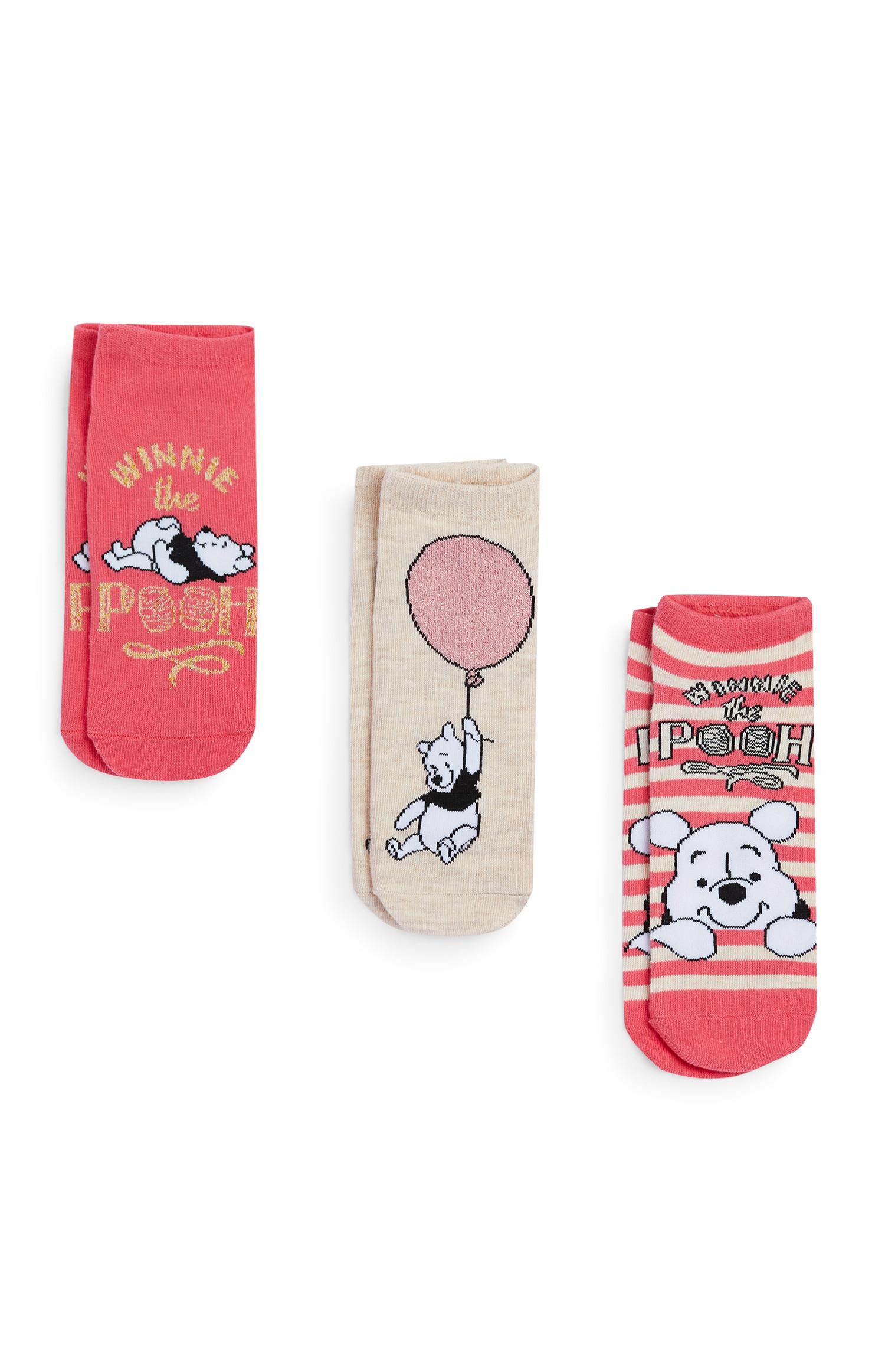 Pack 3 pares meias Winnie The Pooh coral e creme