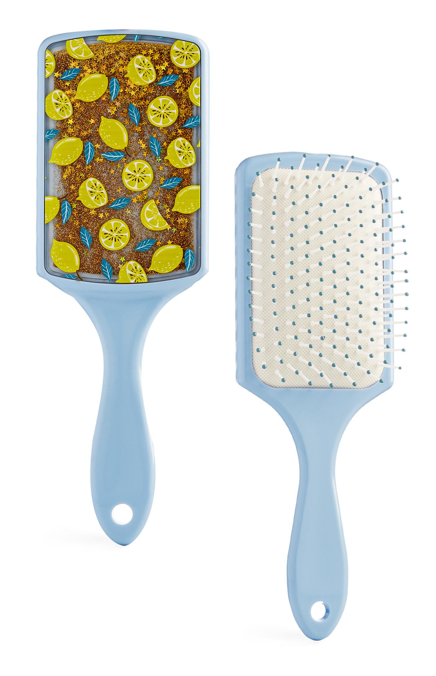 Brede haarborstel met citroenprint