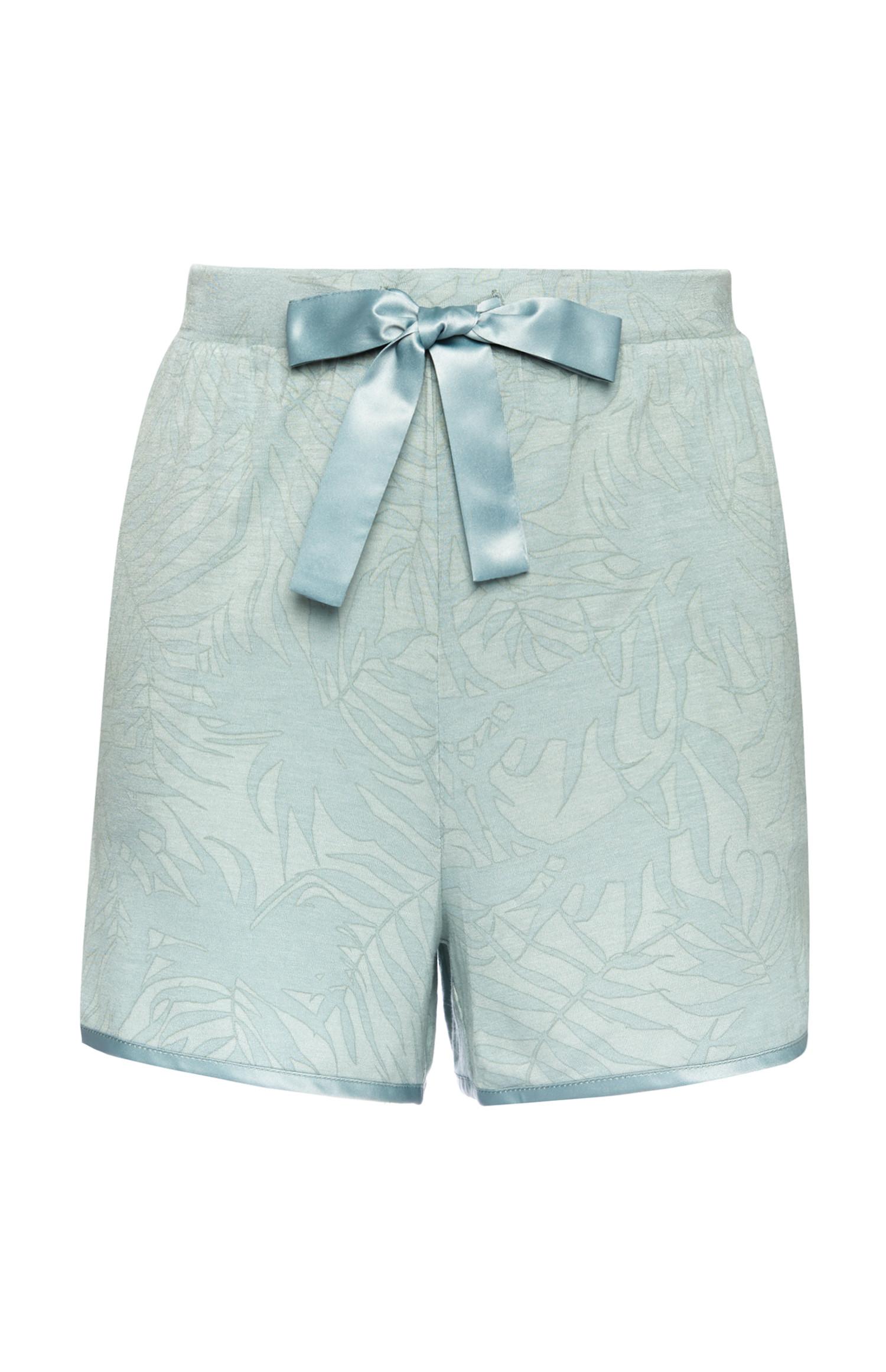 Short de pyjama vert opaline à imprimé feuilles