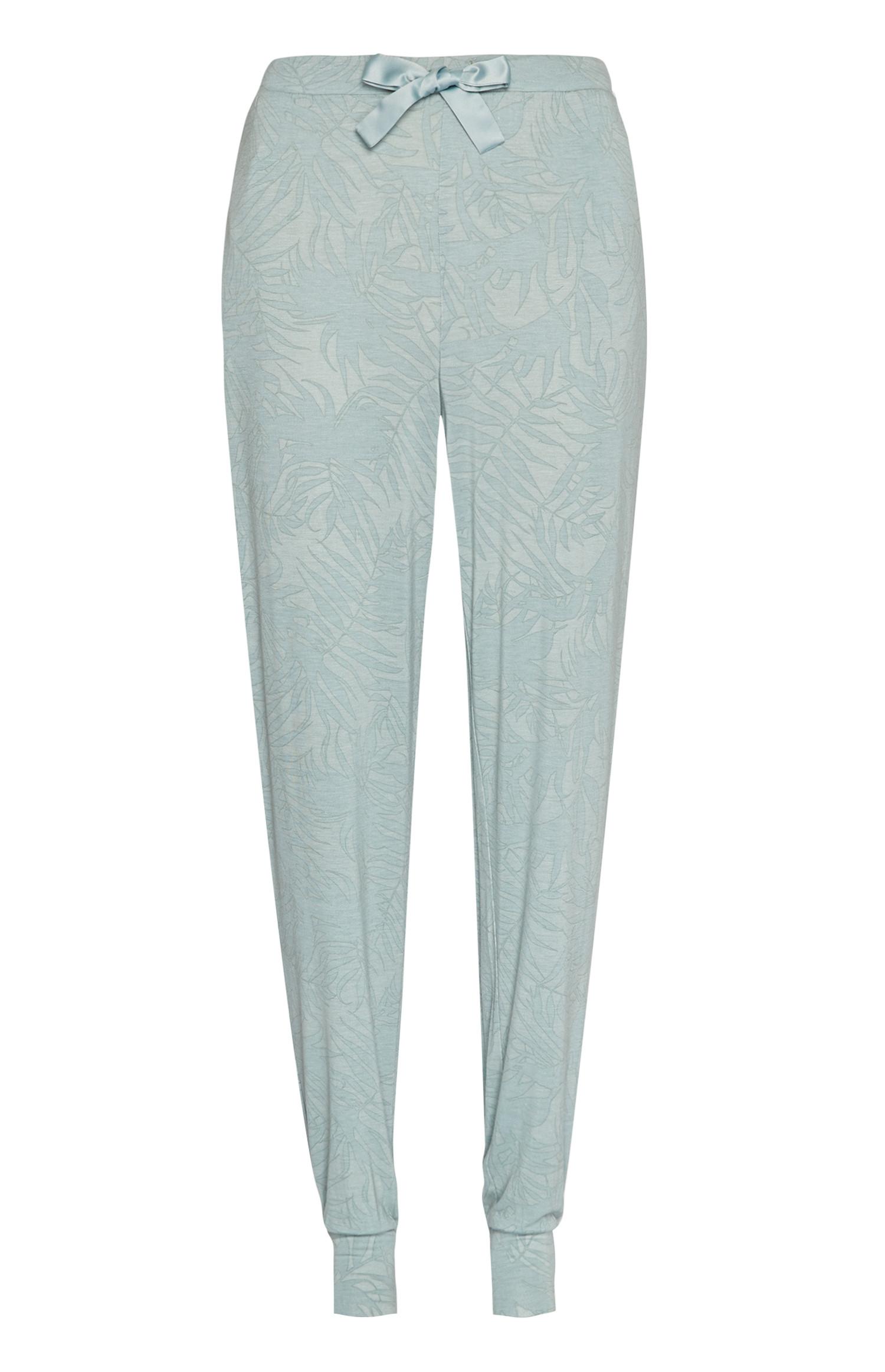 Pantalon de pyjama vert opaline à imprimé feuilles