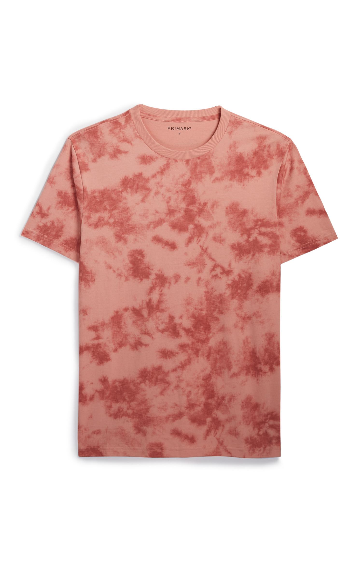 T-shirt color pesca a maniche corte con stampa tie dye
