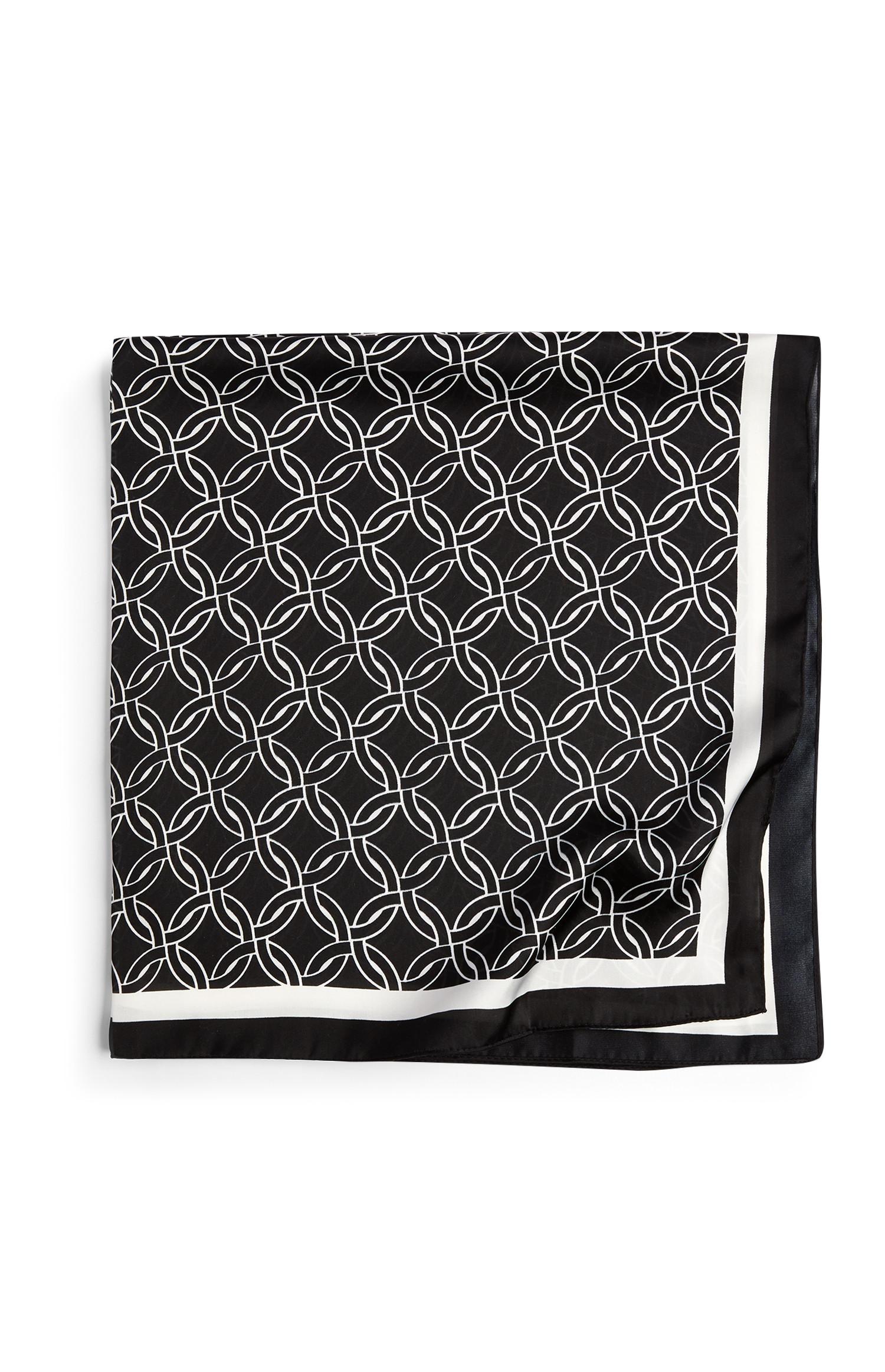 Lenço seda branco e preto