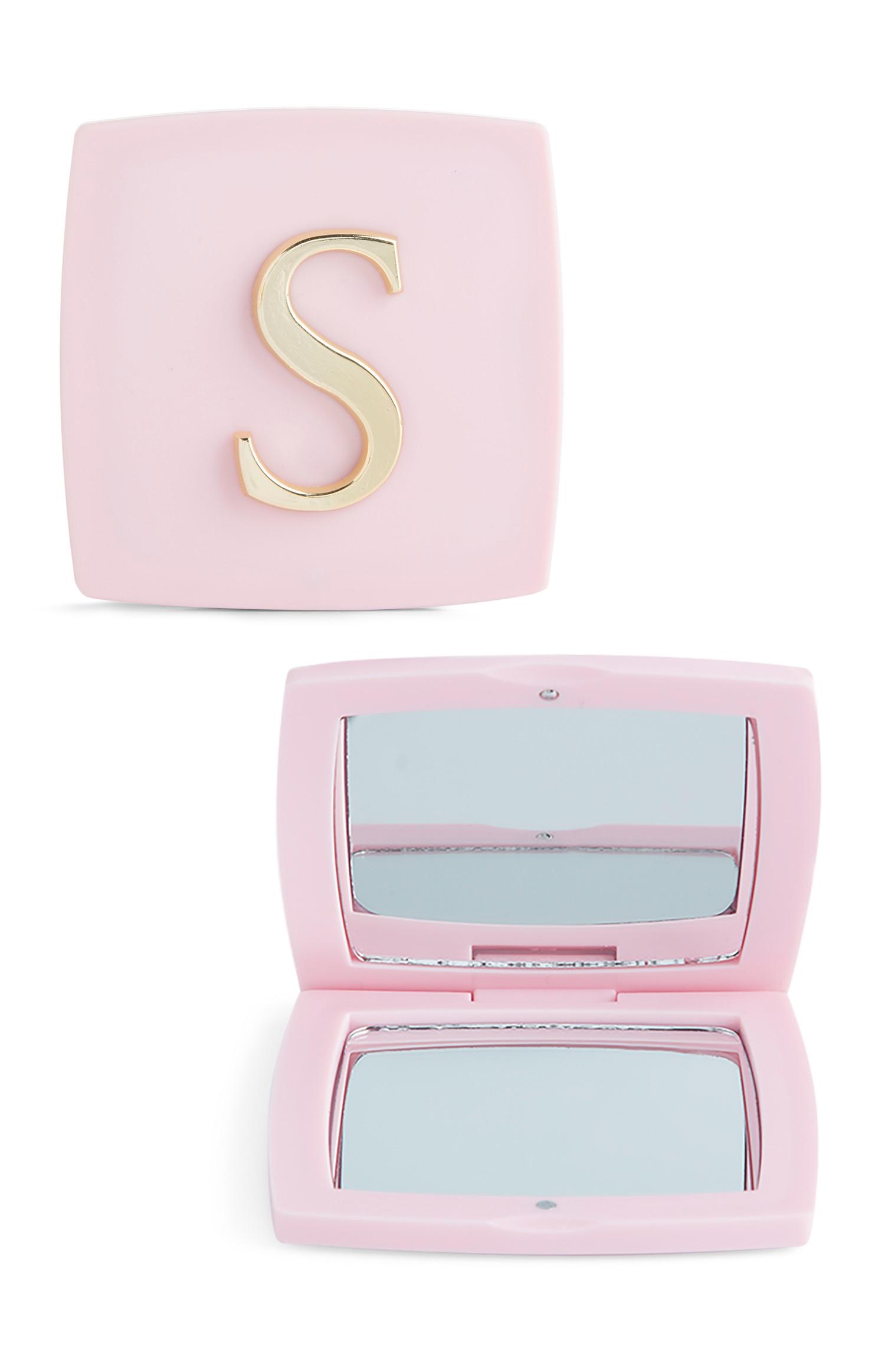 Roze zakspiegeltje met letter S
