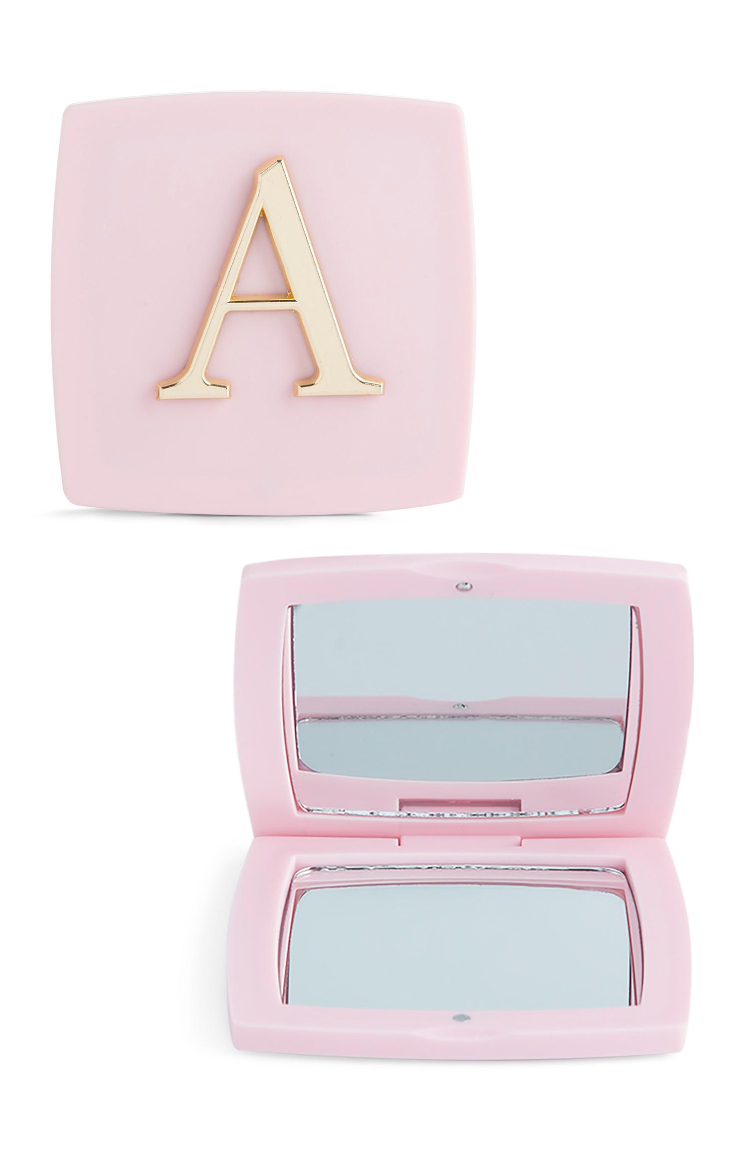 Roze zakspiegeltje met letter A