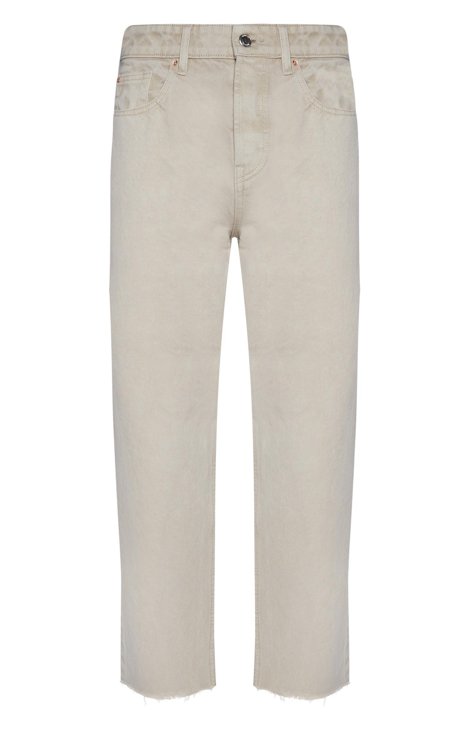 Calças ganga curtas corte justo vintage cru