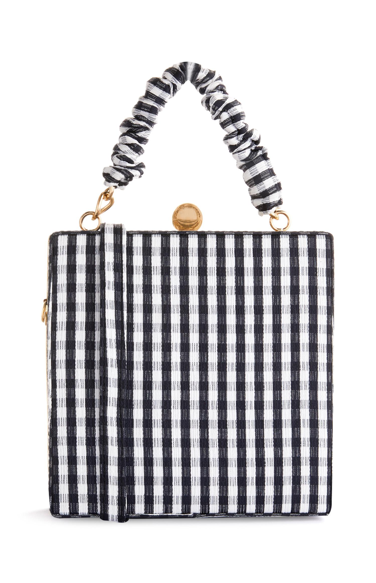 Mala quadrada guingão preto e branco