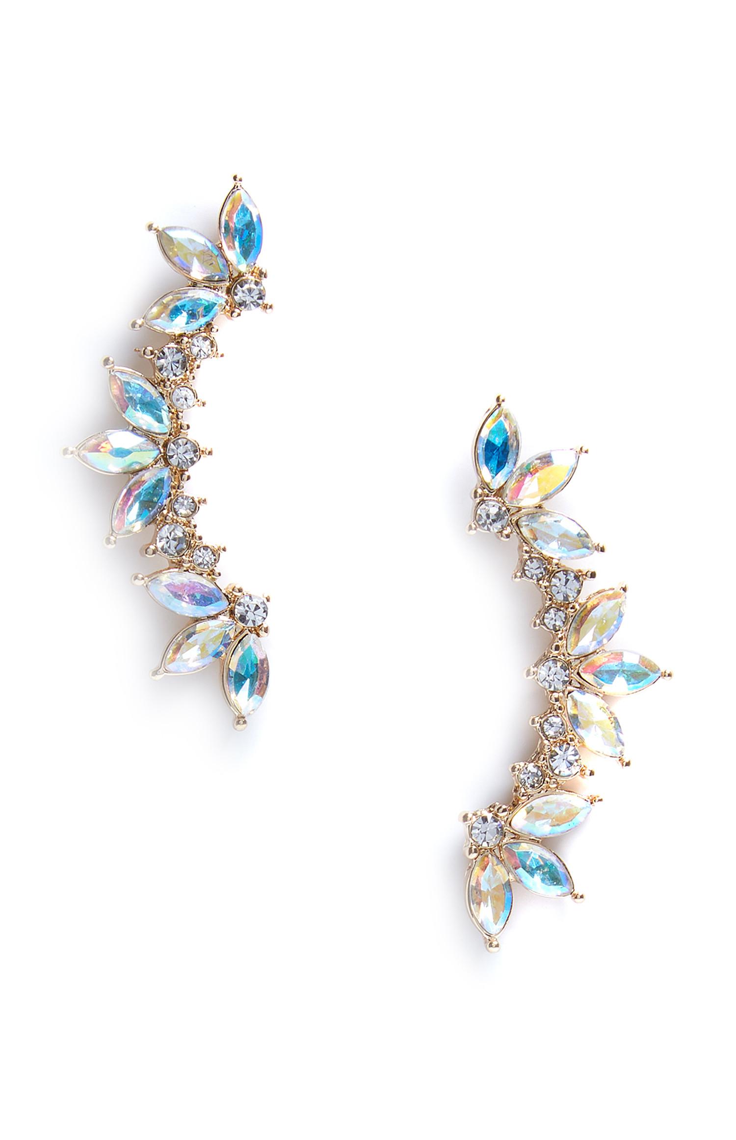 Manchettes d'oreilles bleues à pierres et strass