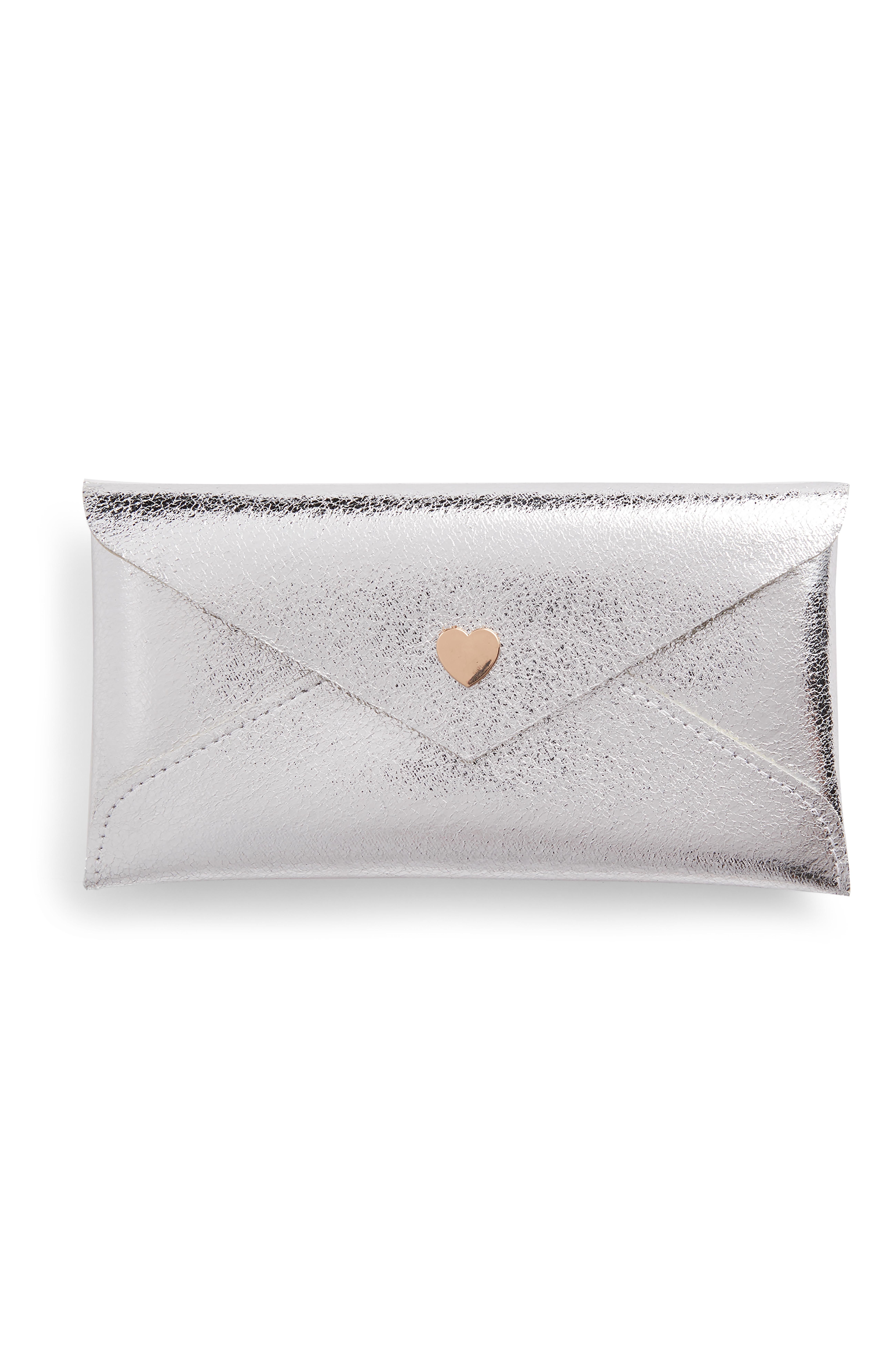 Caixa óculos botão coração prateado