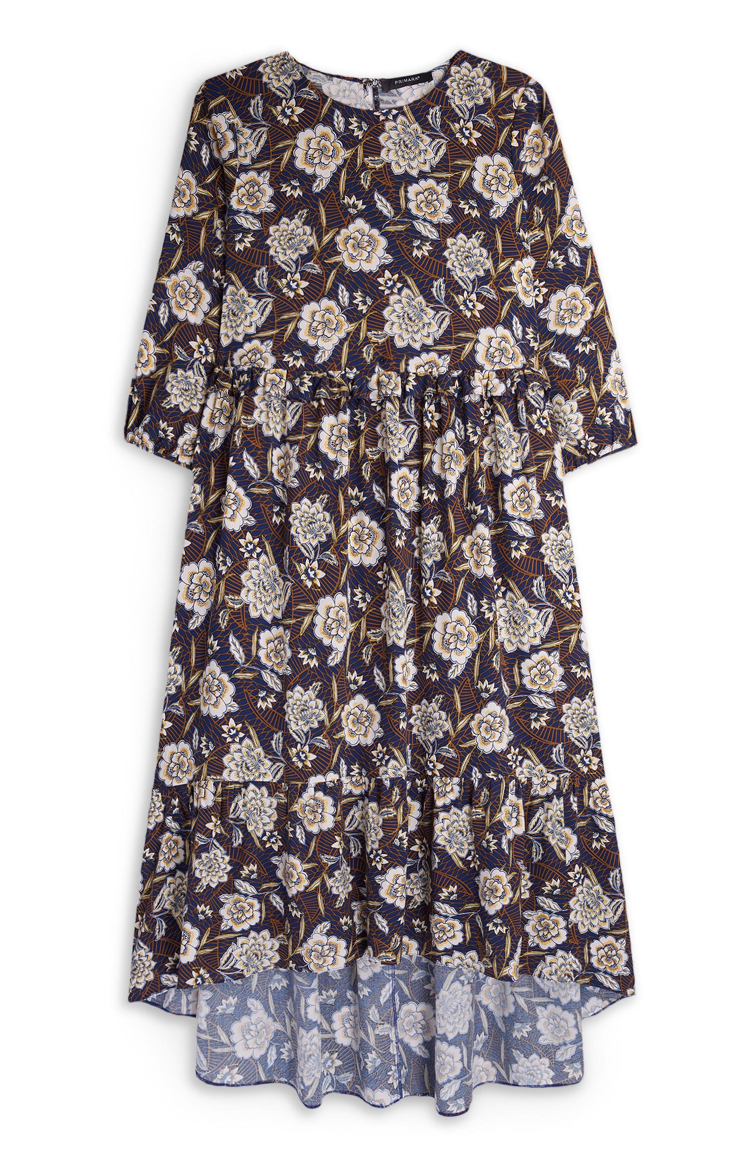 Robe mi-longues marron à volants