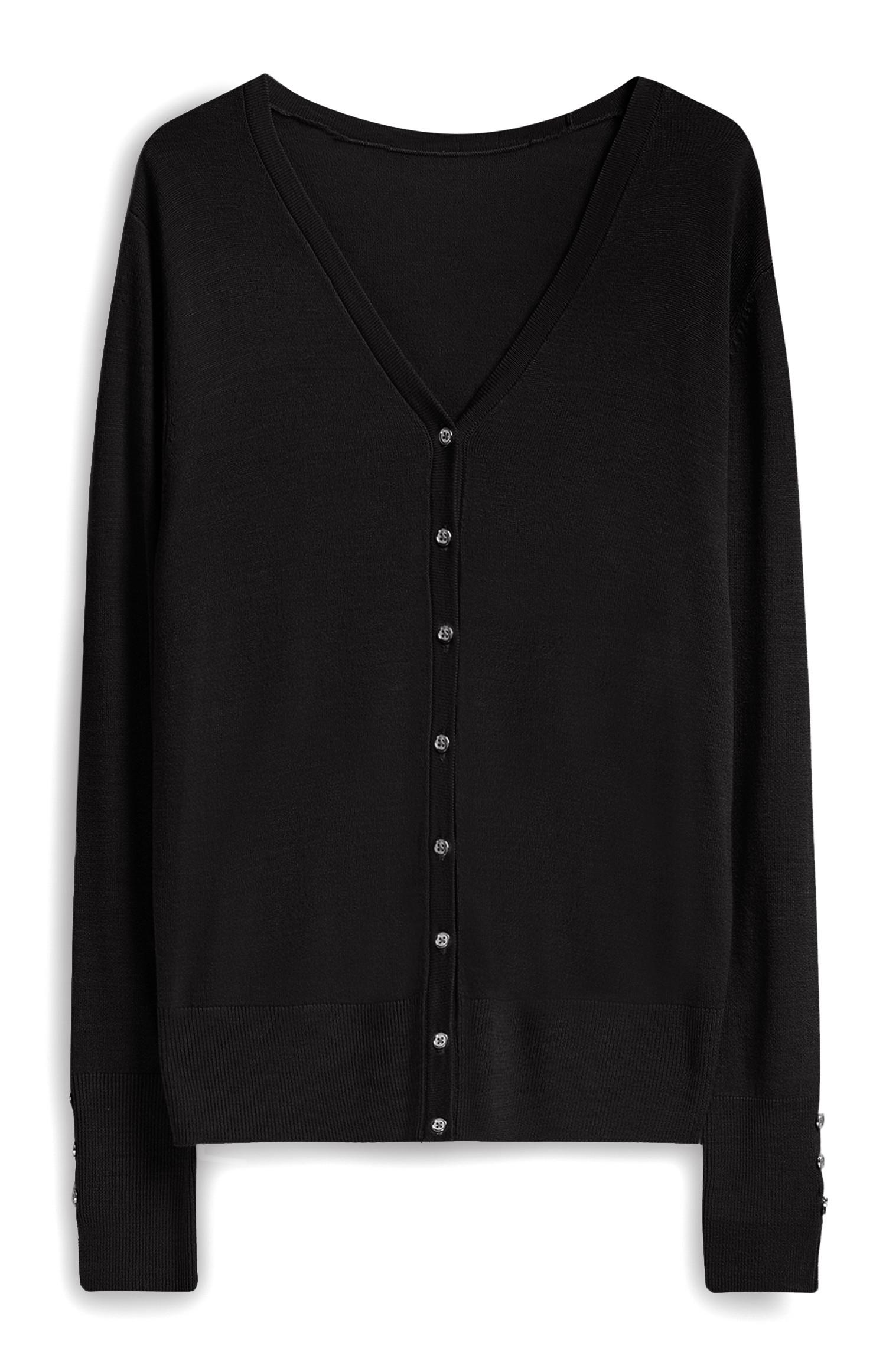 Cardigan noir boutonné à col en V