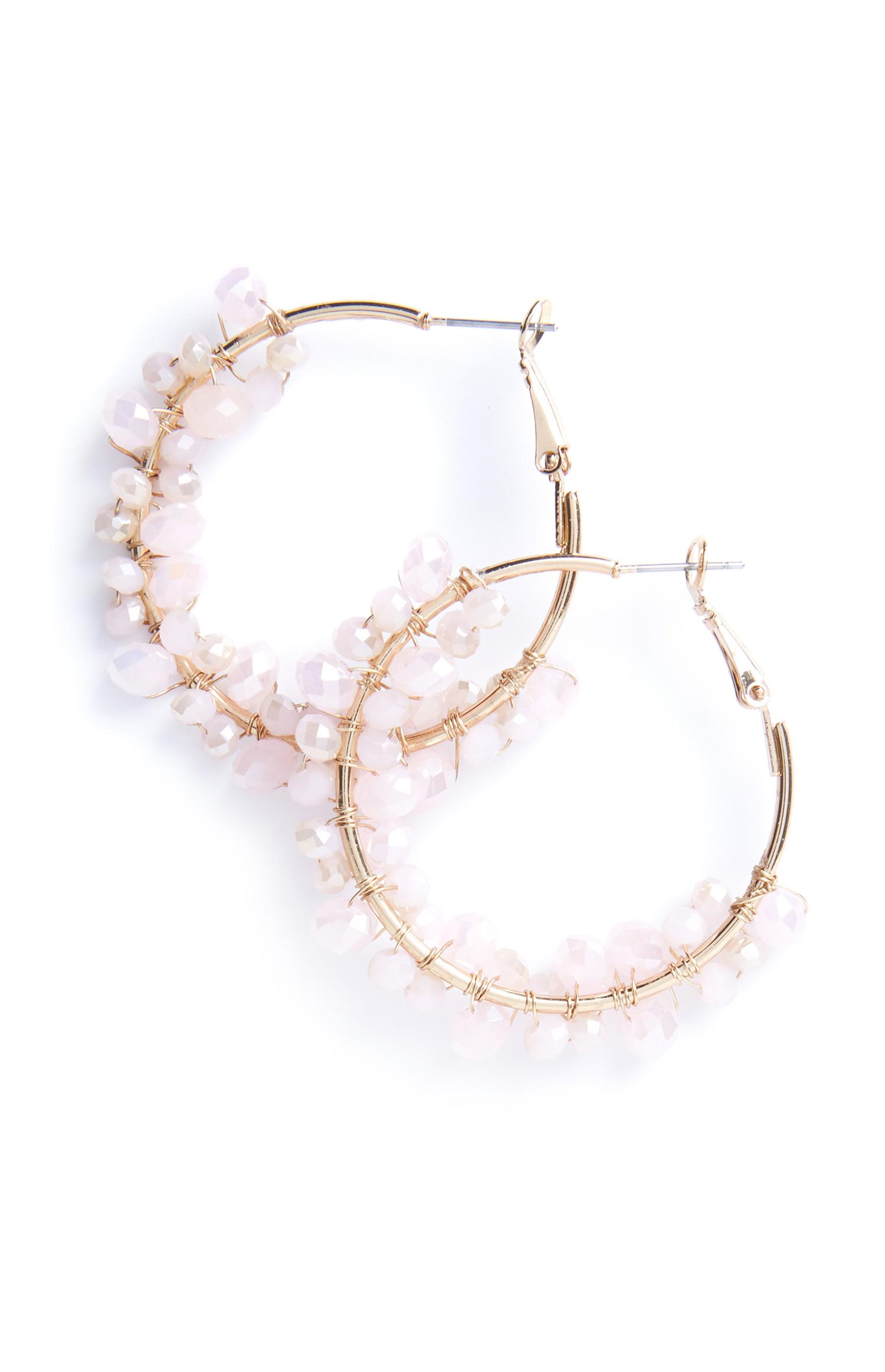 Créoles roses à perles