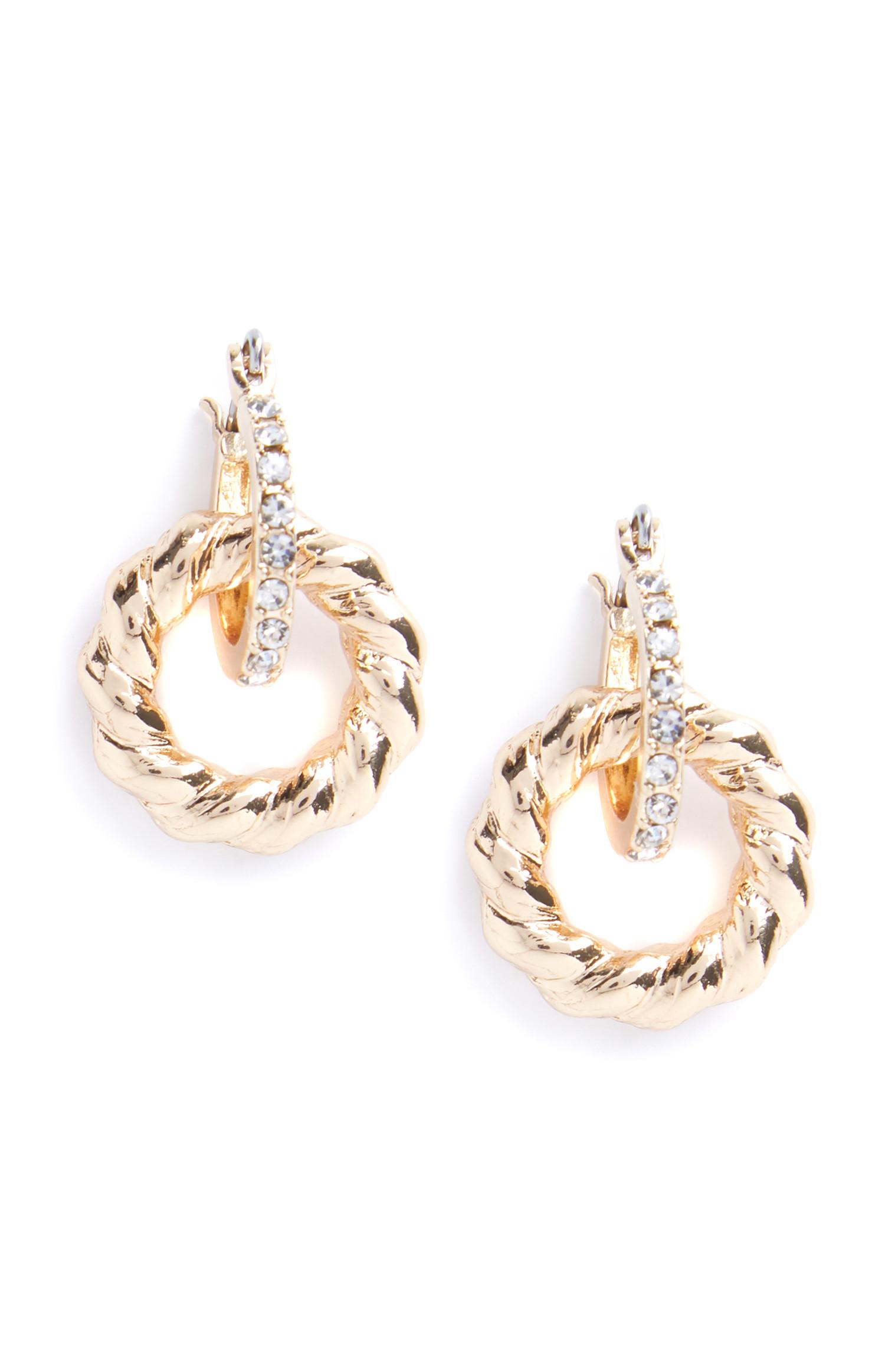 Brincos pendentes redondos brilhantes dourado