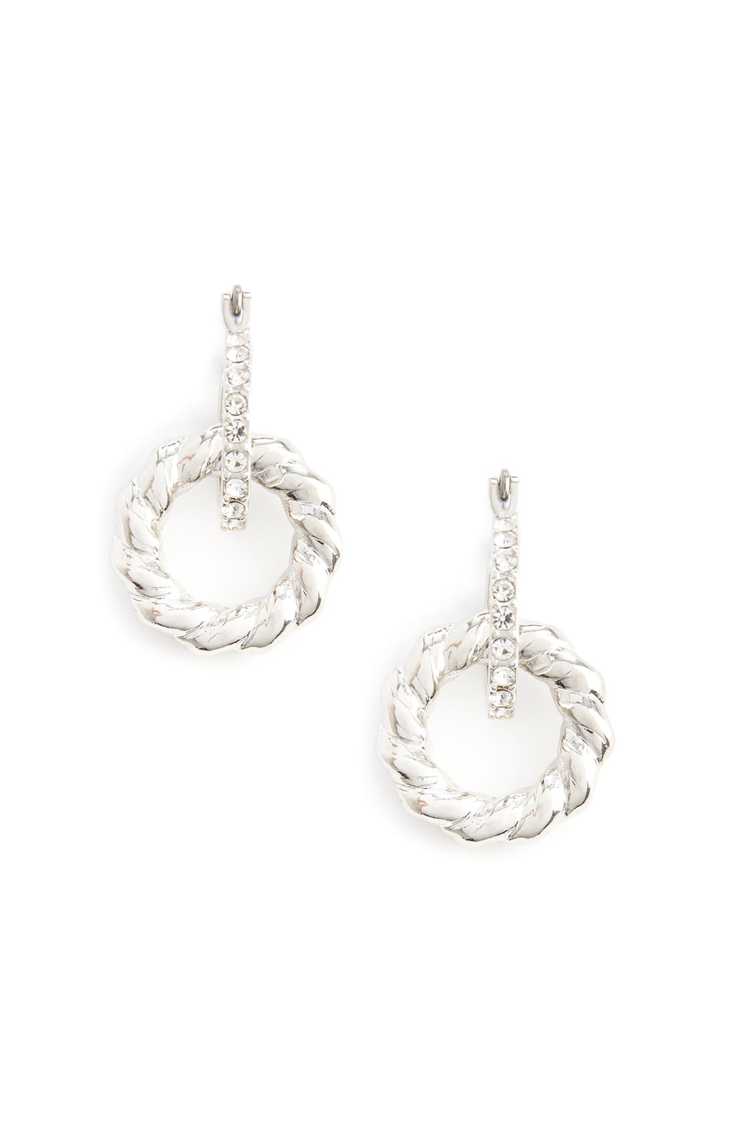 Brincos pendentes redondos brilhantes prateado