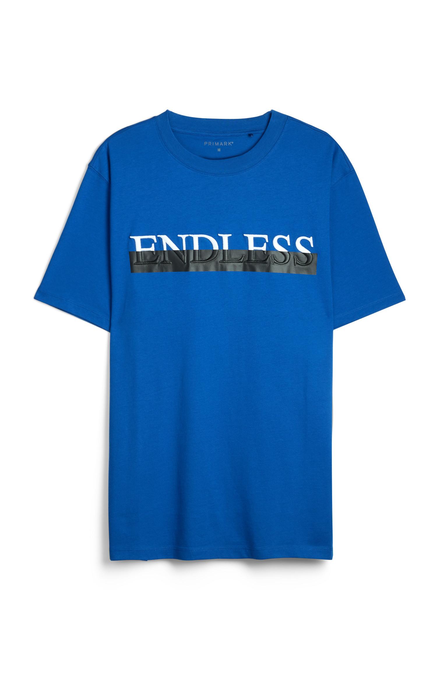 T-shirt slogan Endless azul