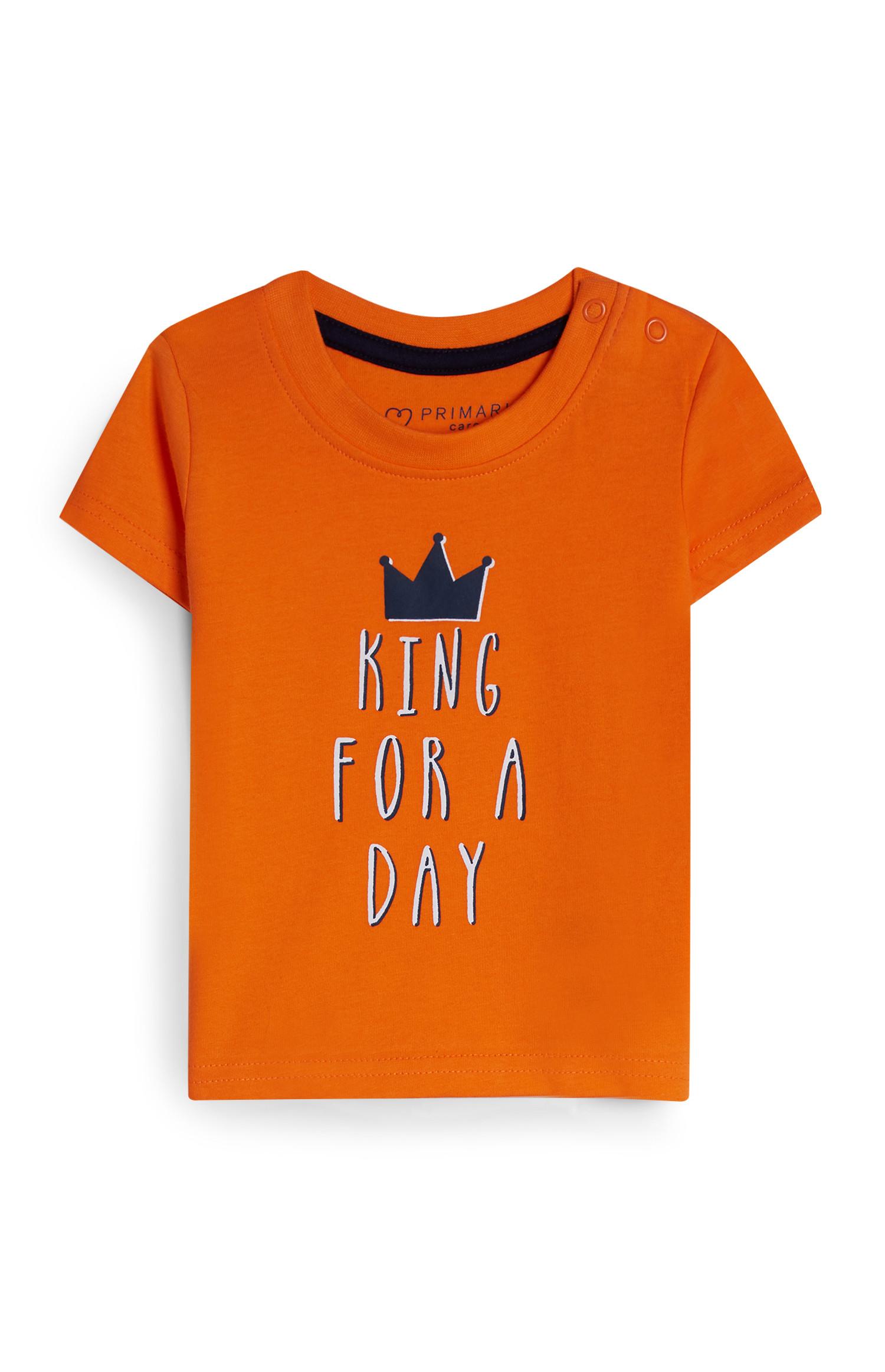 Fantovska oranžna majica z napisom King za dojenčke