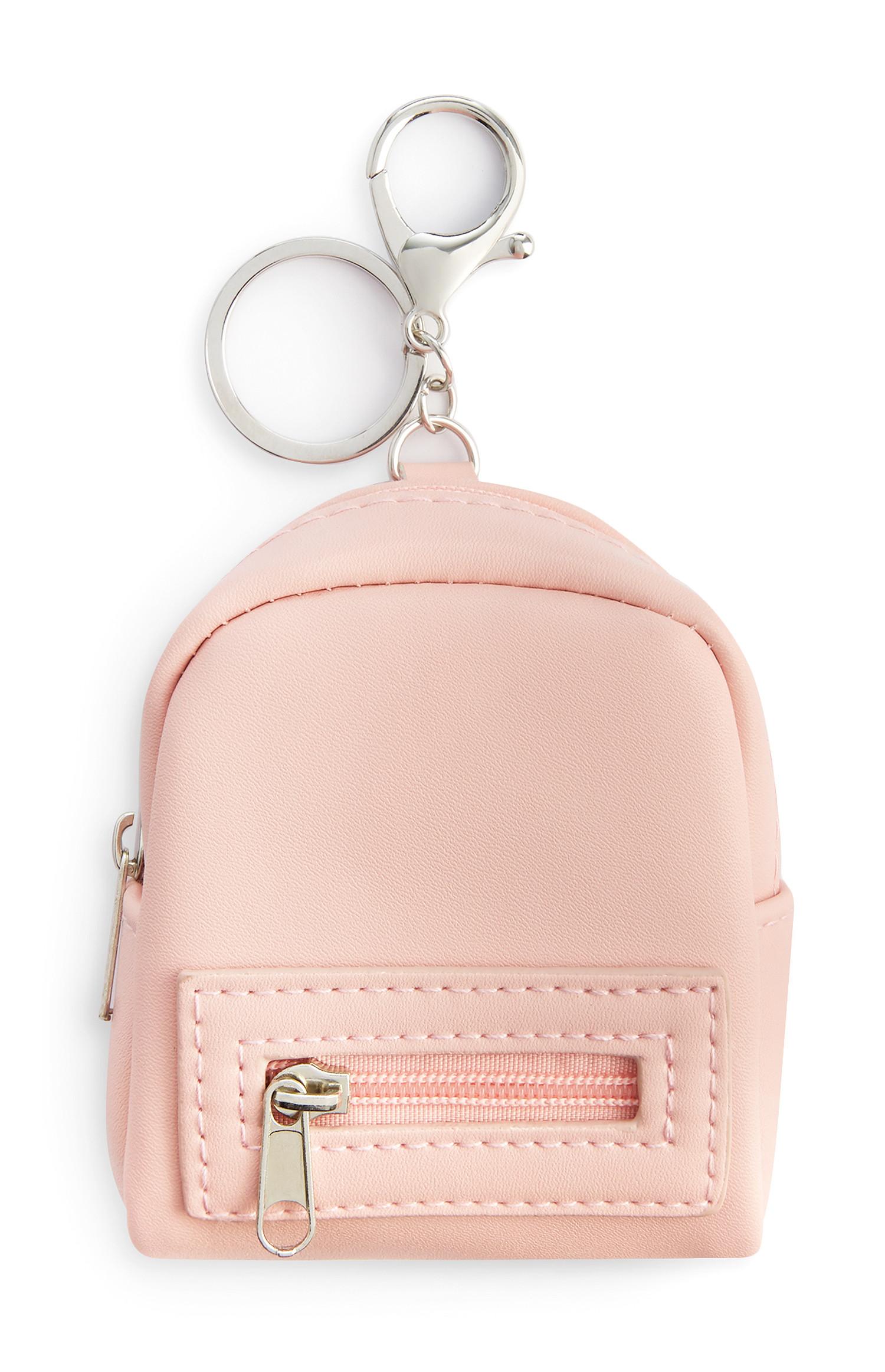 Porta-chaves minimochila cor-de-rosa