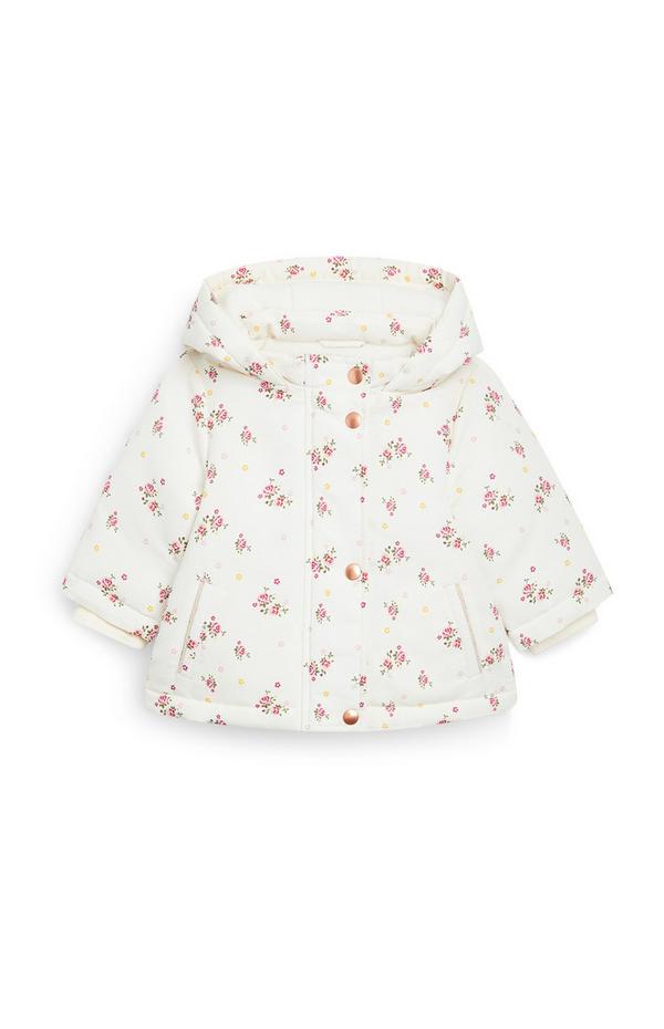 Dekliška jakna iz taslona s cvetličnim potiskom za dojenčke