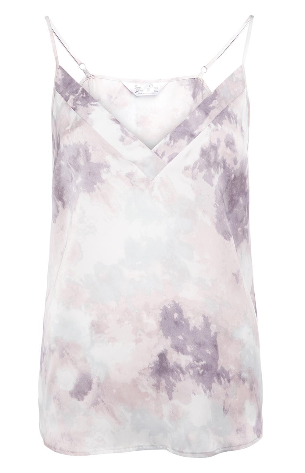 Top alças cetim padrão nuvens cinzento