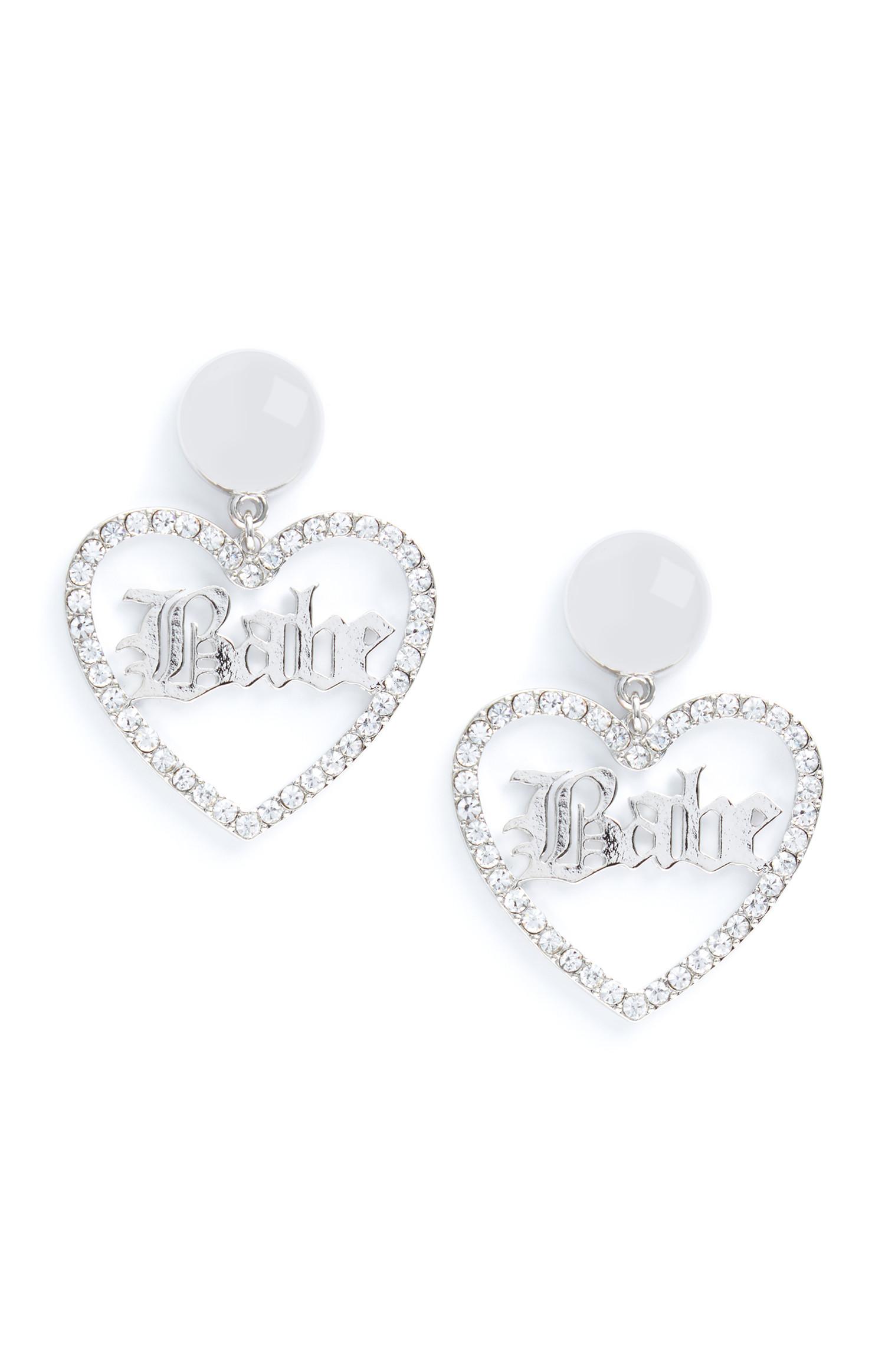 Boucles d'oreilles cœur à strass Babe