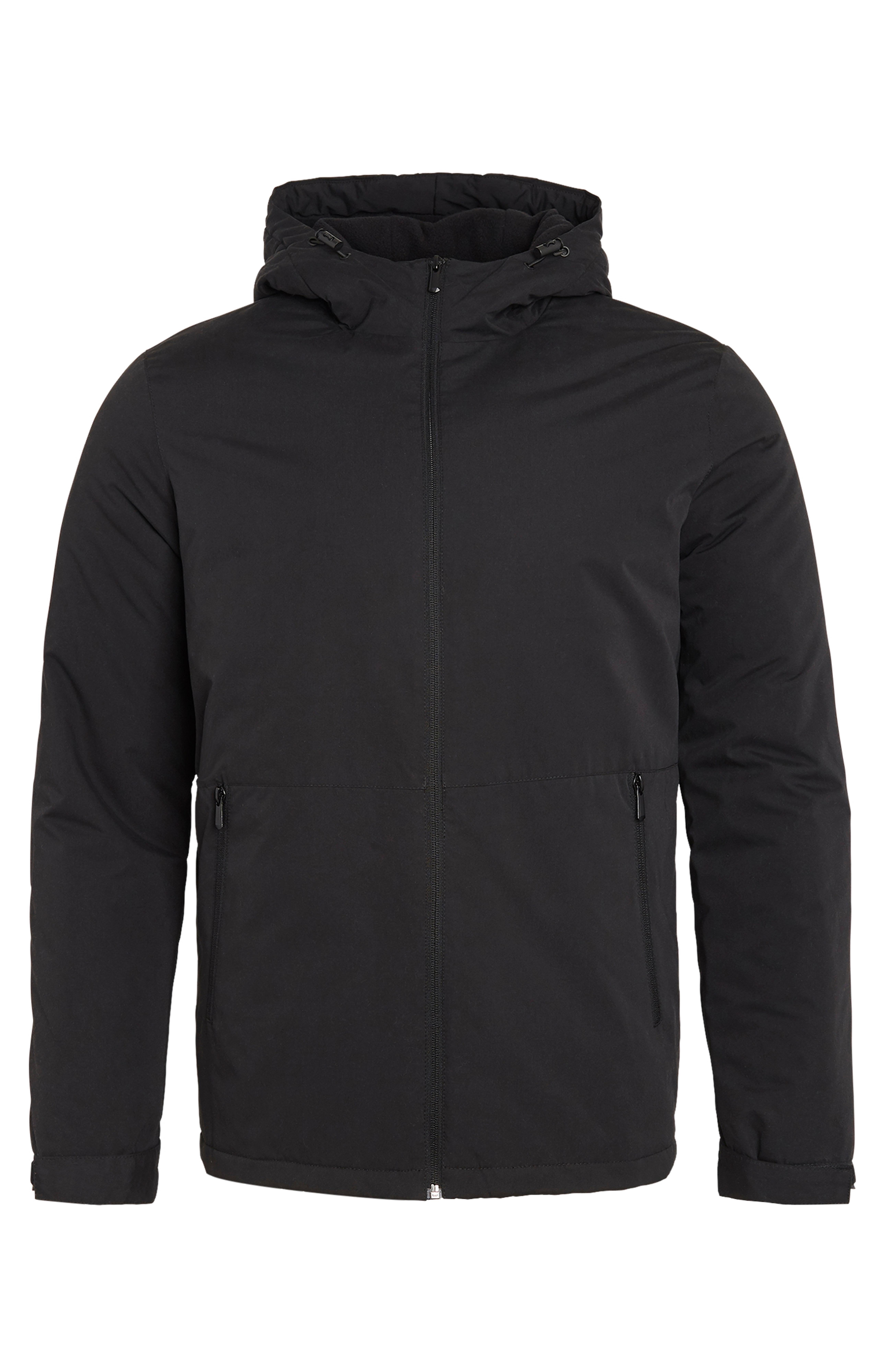 Black Basic Hooded Zip Up Jacket With Pockets Men's Coats & Jackets