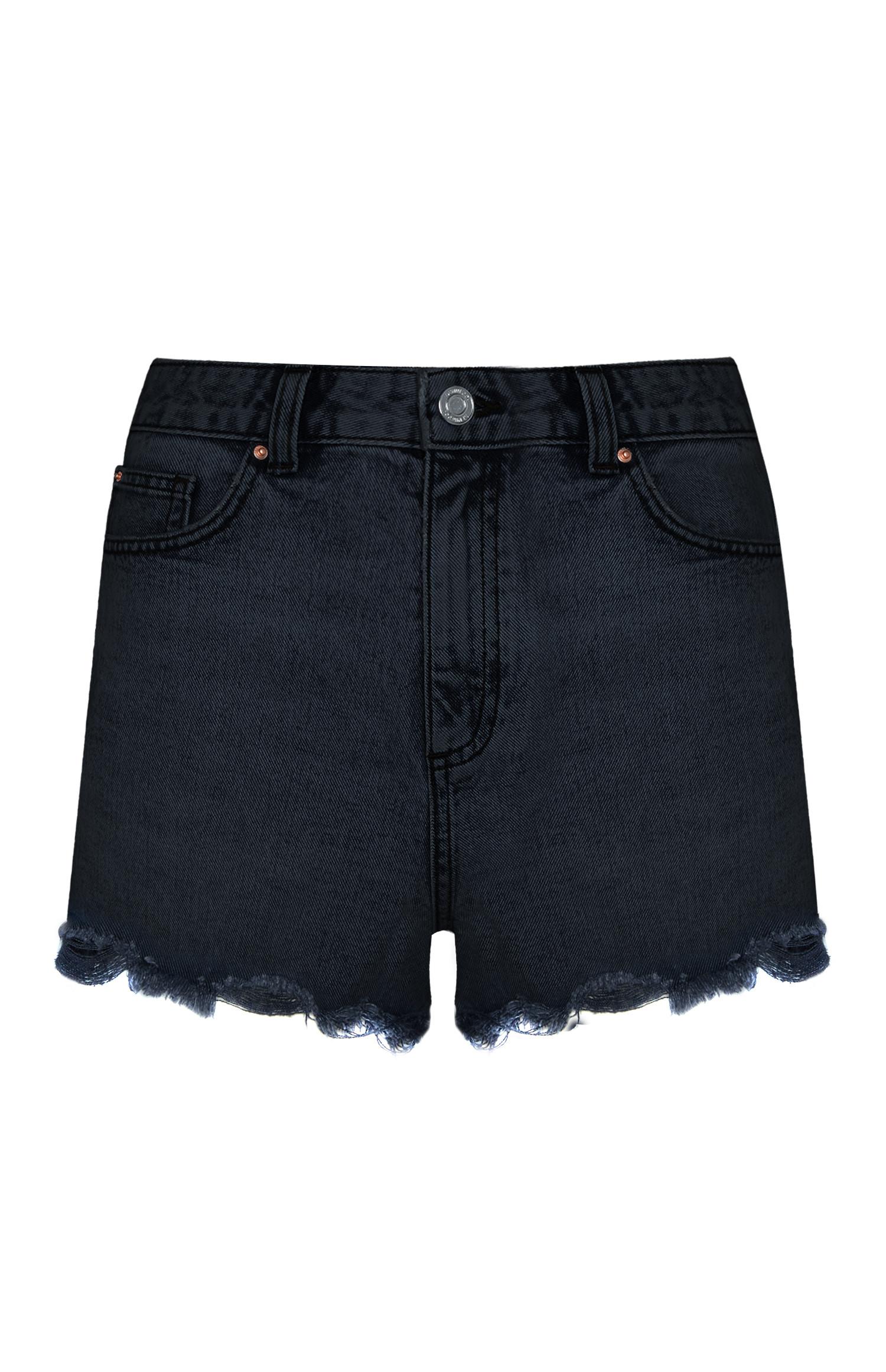 Short noir taille haute effiloché