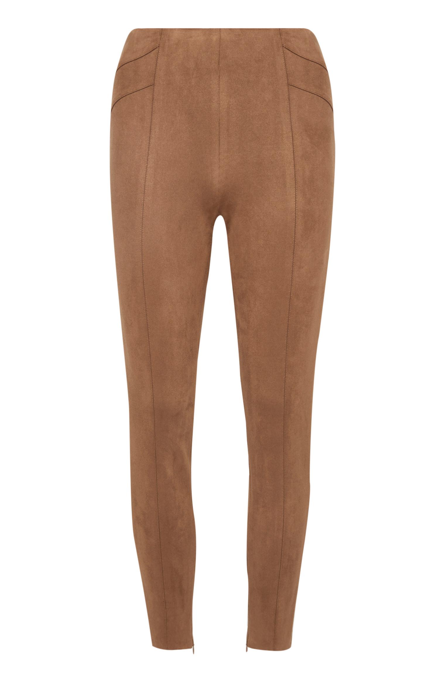 Calças skinny imitação camurça castanho