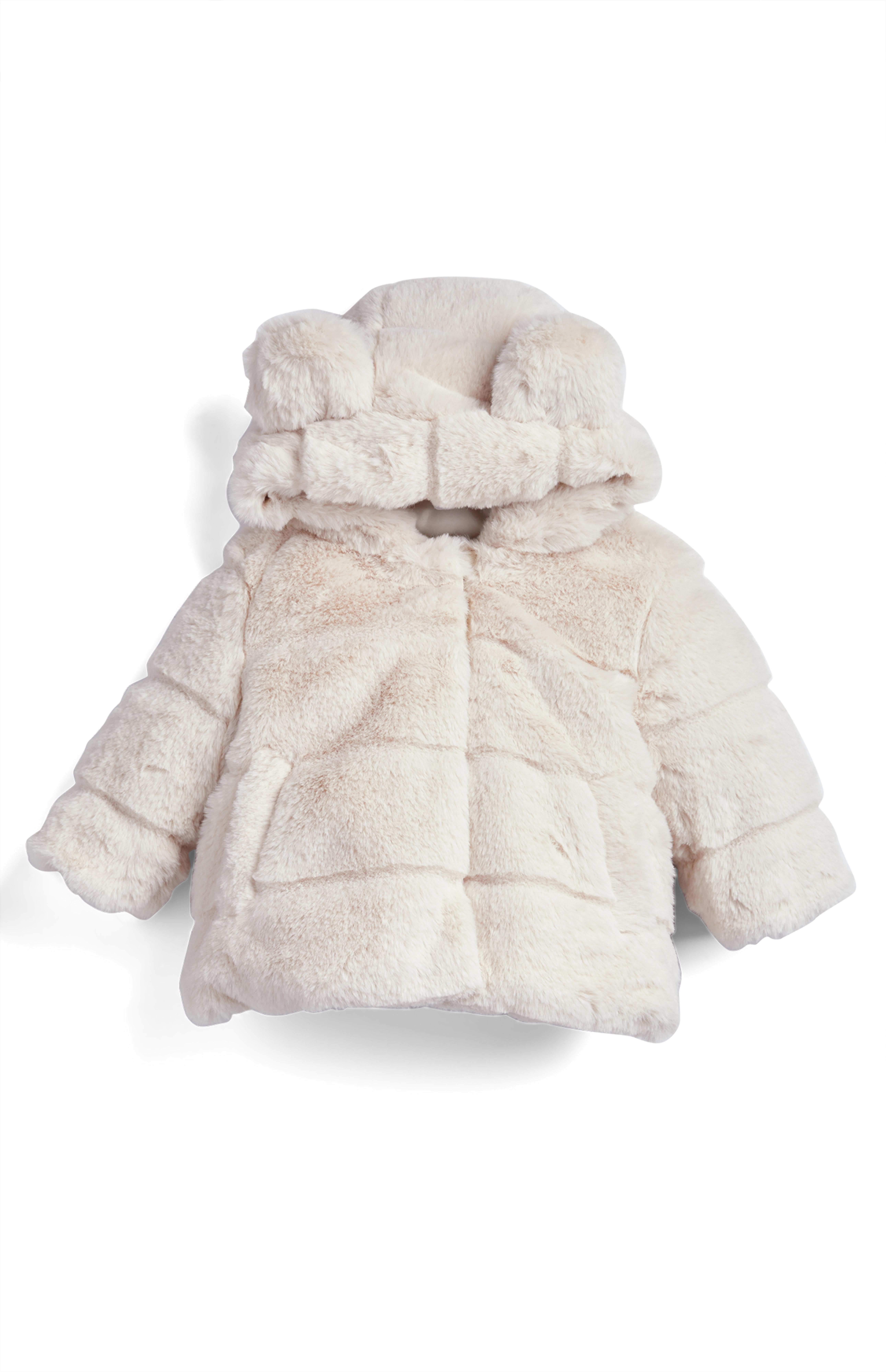 Weißer Kunstfellmantel für Babys (M)