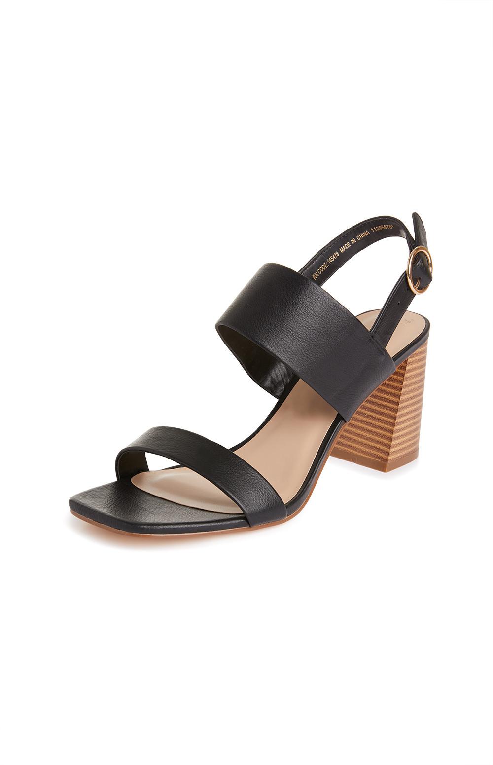 Sandálias tacão tiras preto