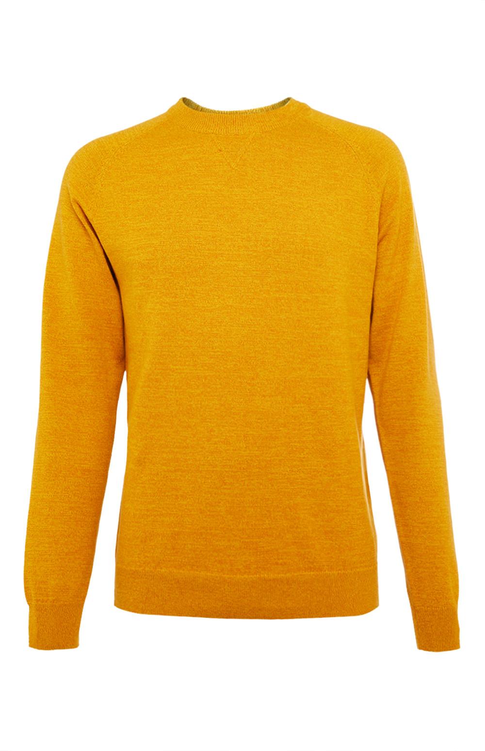 Mustard Cotton Raglan Crew Neck Sweater | Men's Jumpers & Sweaters ...