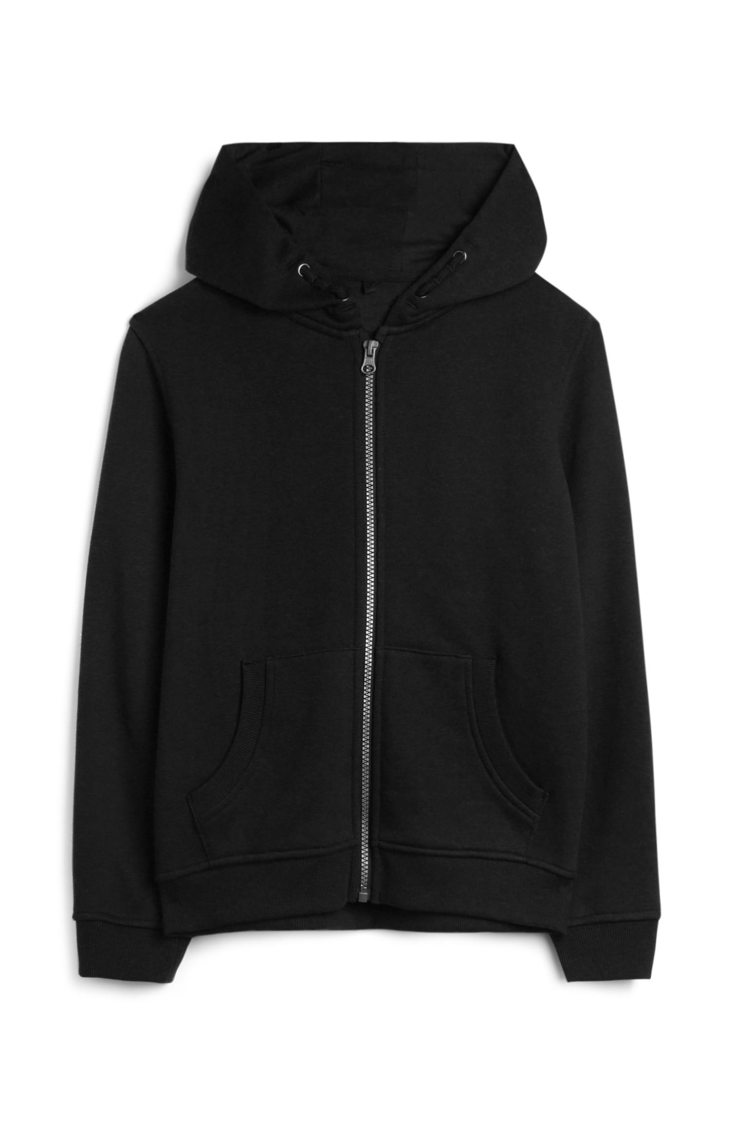 Felpa nera con cappuccio e zip da ragazzo