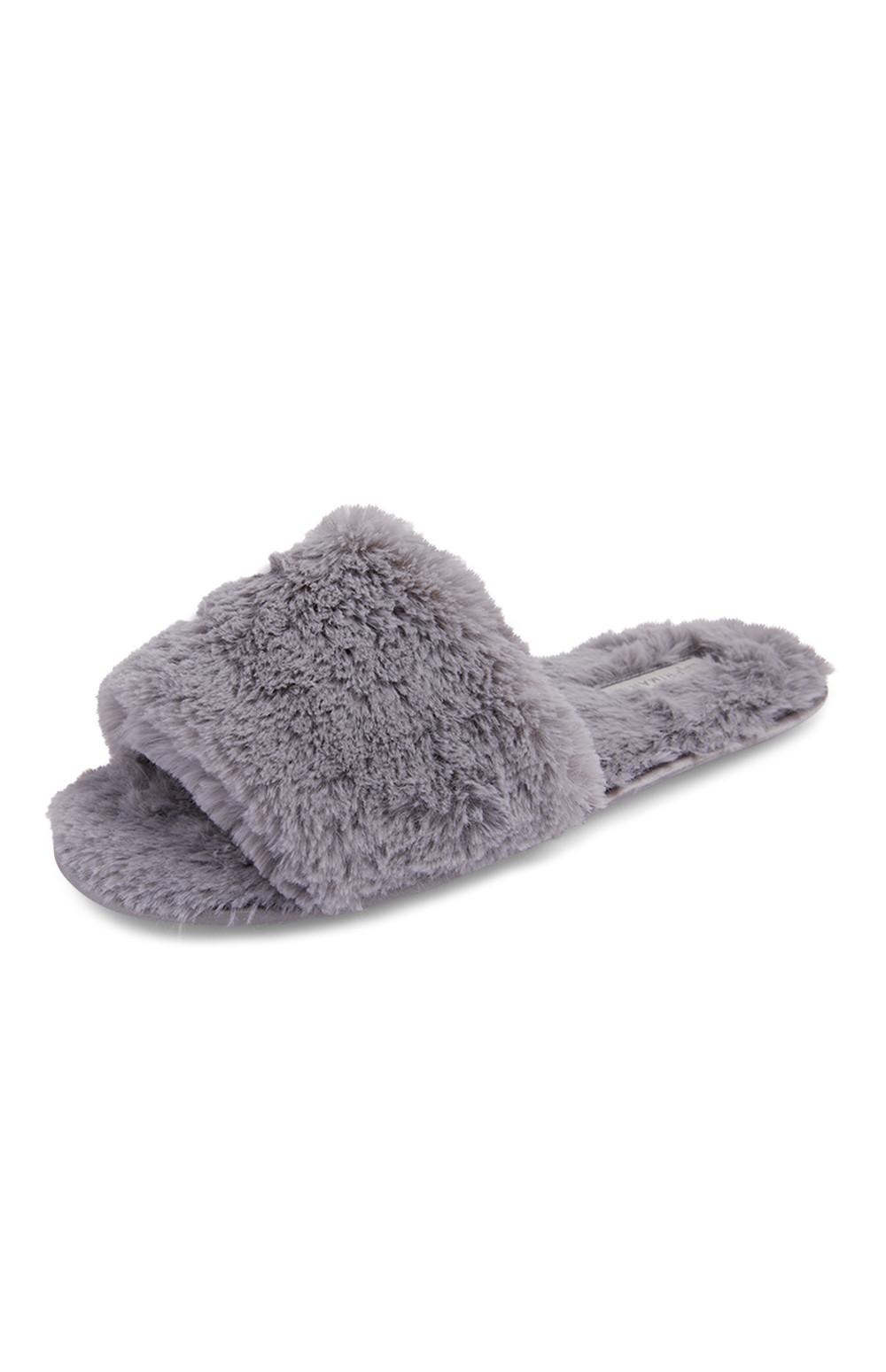 Grey Fur Sliders | Women's Slippers | Women's Shoes & Boots | Our Women ...