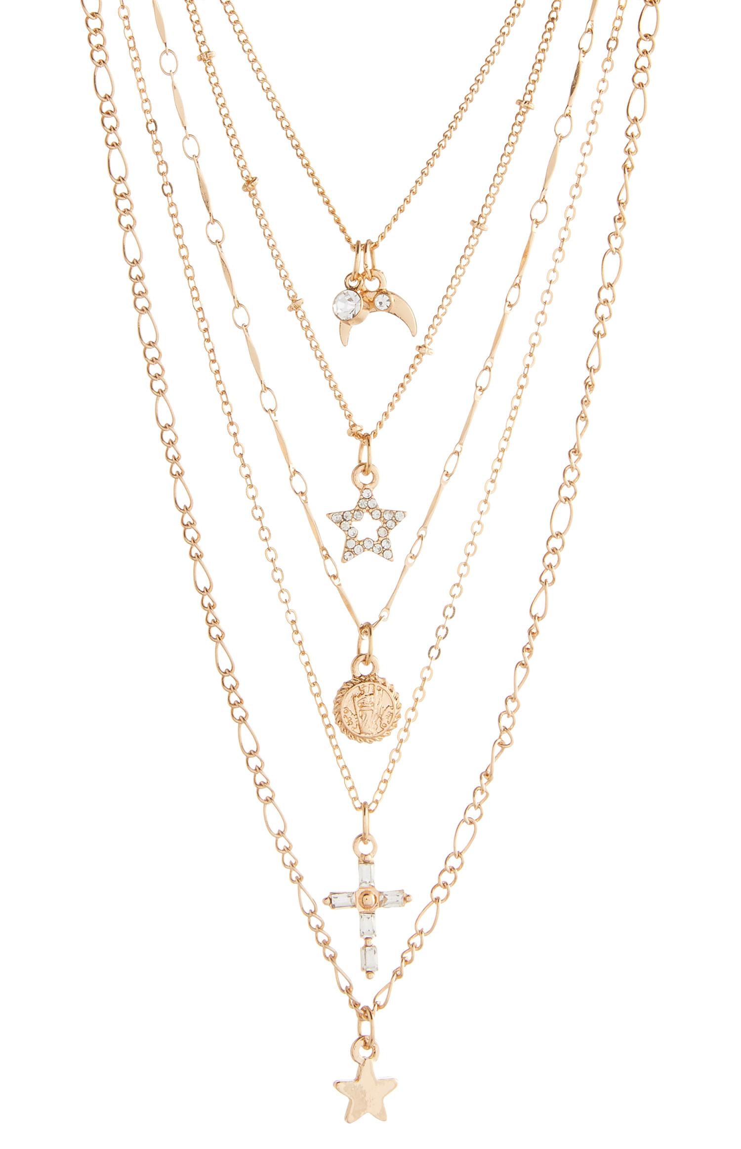 Collana a più fili con ciondolo e diamanti | Collane ...