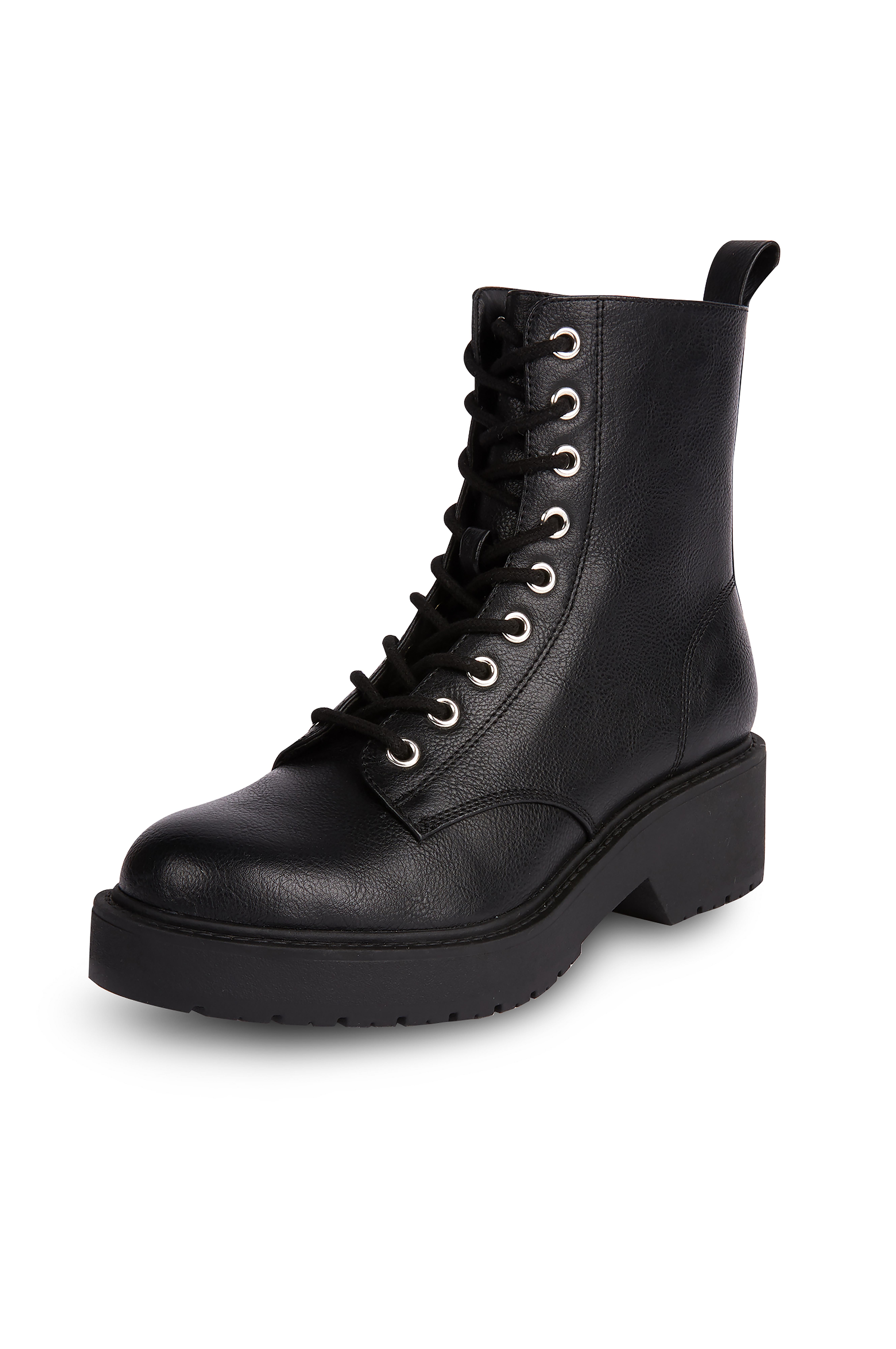 Black Low Heel Chunky Contrast Lace Up Boots Women's Boots Women's Shoes & Boots Our Women