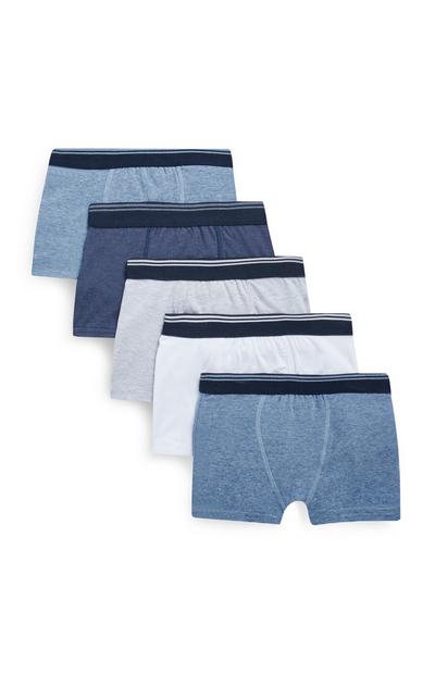Boys Solid Navy Trunks 5 Pack